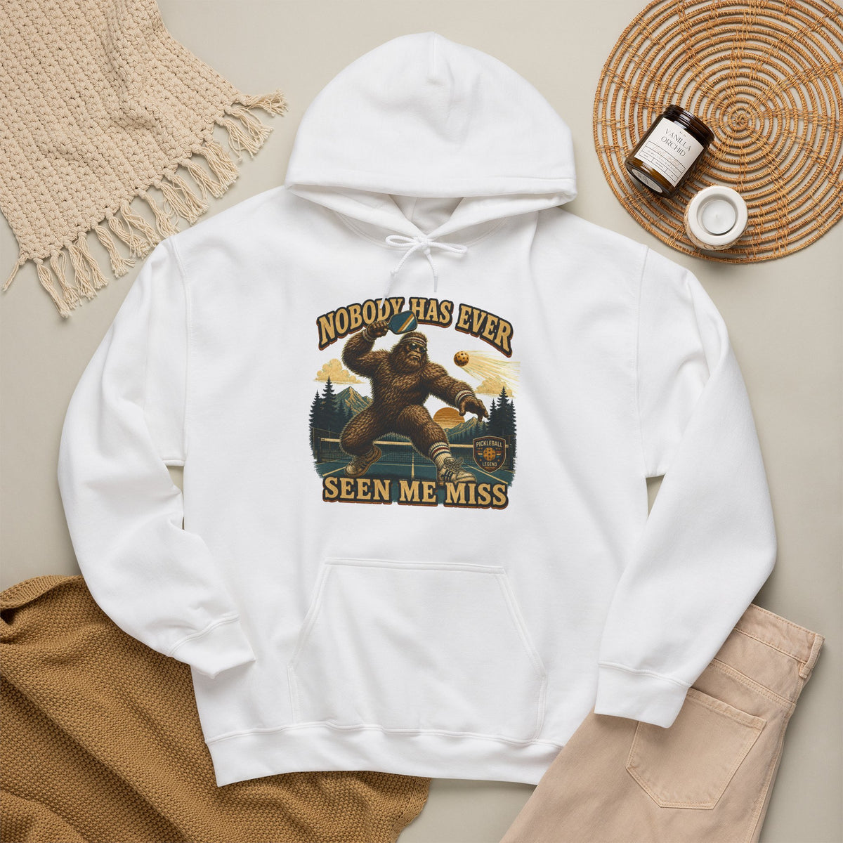 Nobody Has Ever Seen Me Miss Bigfoot Pickleball Hoodie