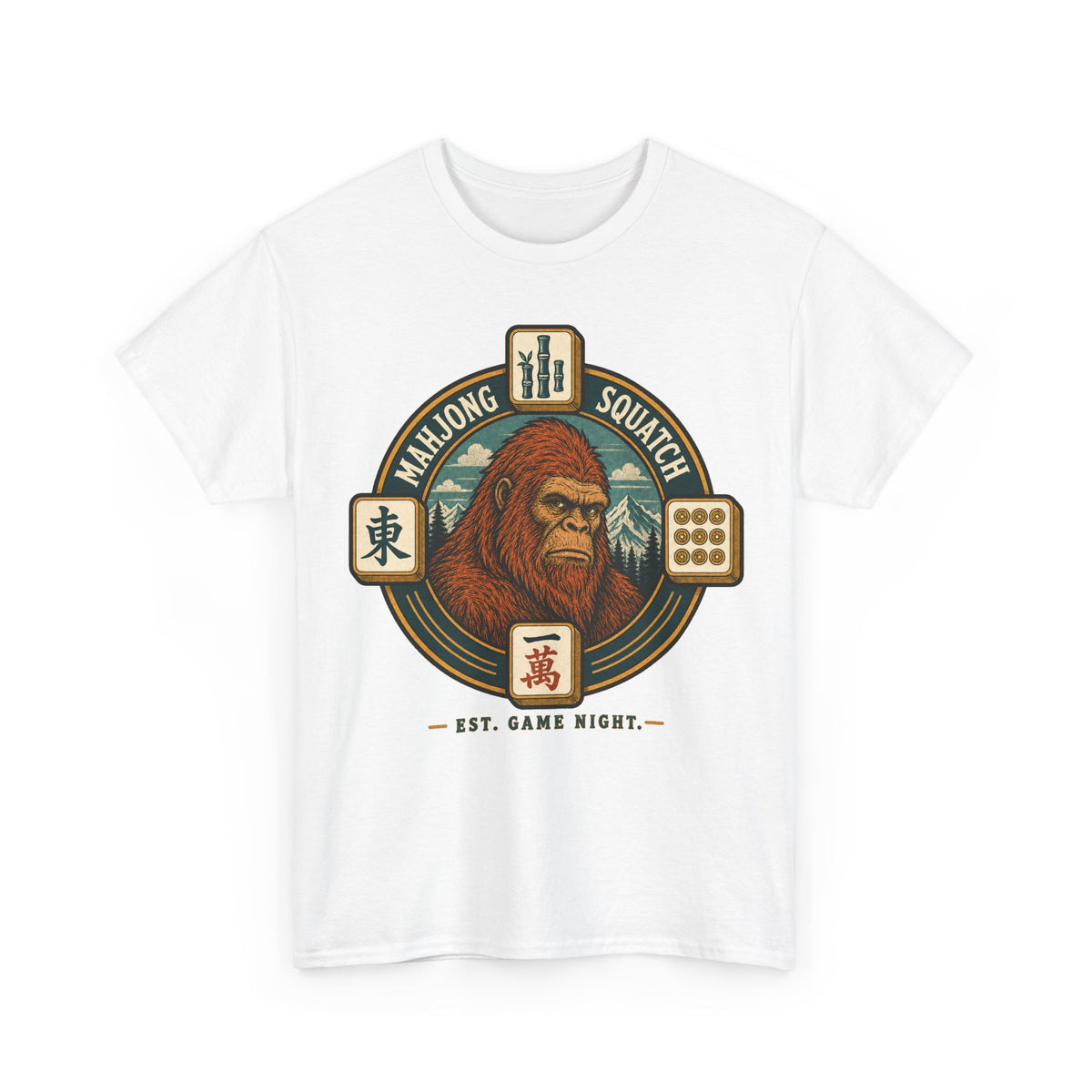Bamboo, Dots & Squatch - Bigfoot Mahjong T-Shirt