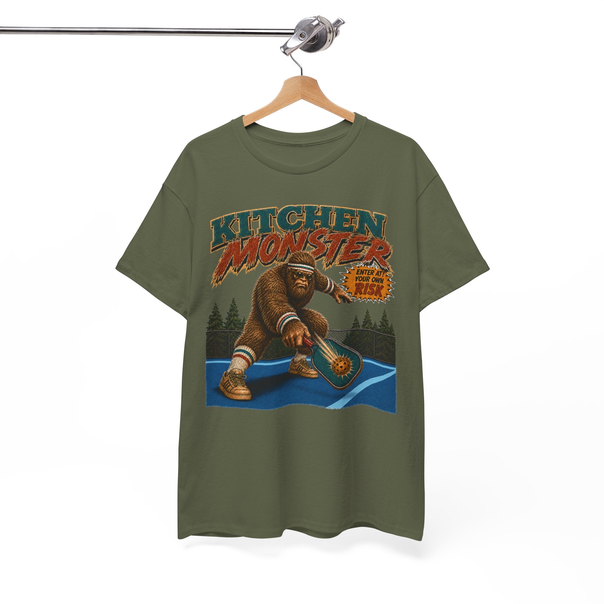 Bigfoot Kitchen Monster Funny Pickleball T-Shirt