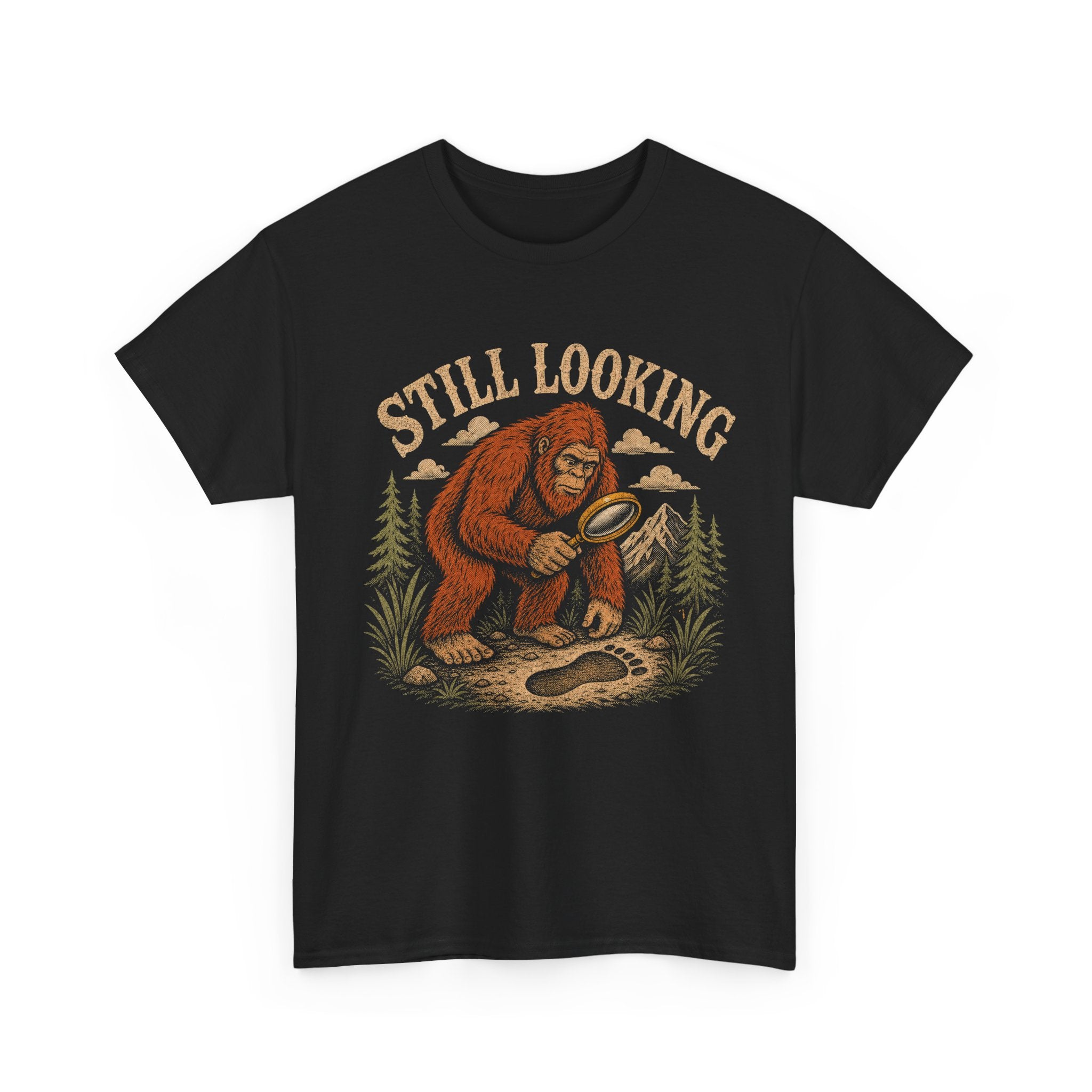 Funny Bigfoot Detective T-Shirt – Still Looking Vintage Graphic Tee