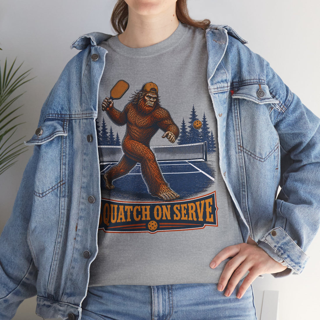 Squatch On Serve Bigfoot Pickleball T-Shirt