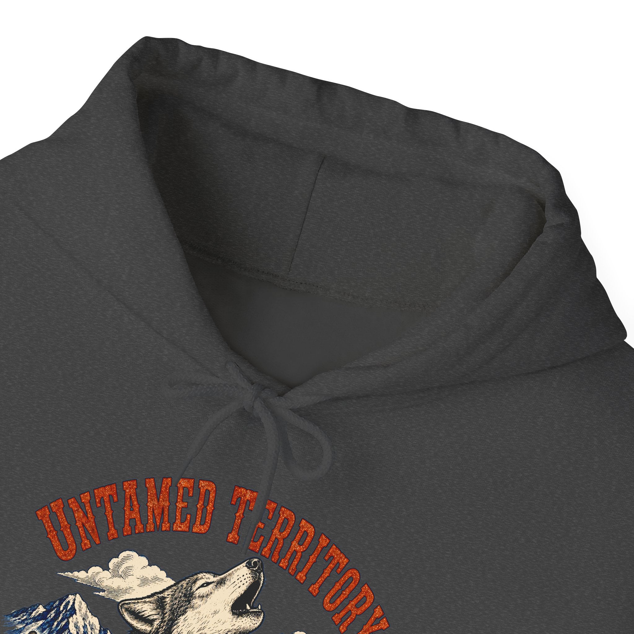 Untamed Territory Wolf Badge Hoodie, Western Frontier Wildlife Pullover Sweatshirt, Unisex Fleece Hoodie