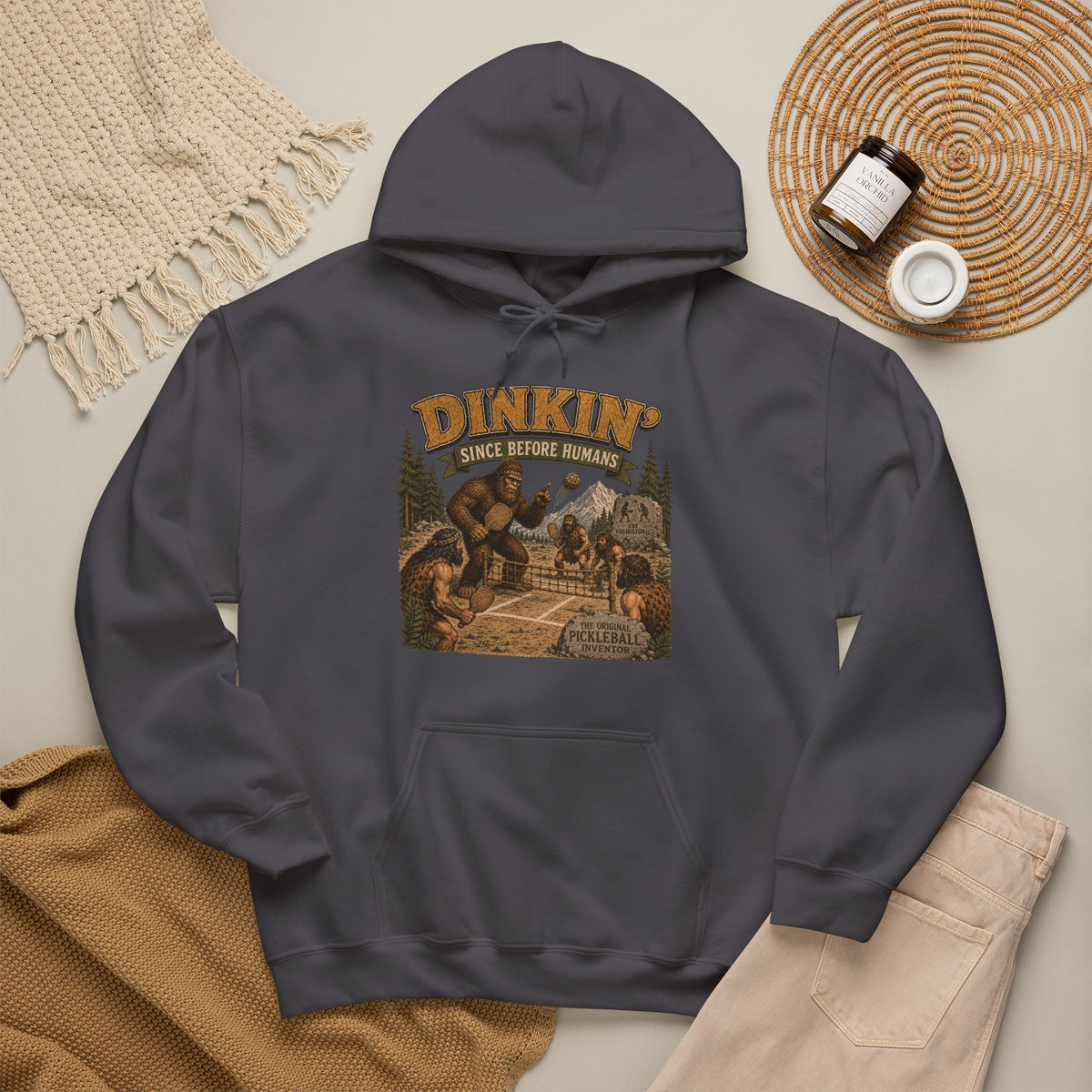 Dinkin' Since Before Humans Bigfoot Pickleball Hoodie