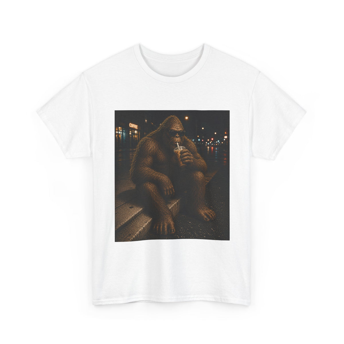 Bigfoot Coffee T-Shirt – Cool Sasquatch Drinking Coffee Vintage Tee