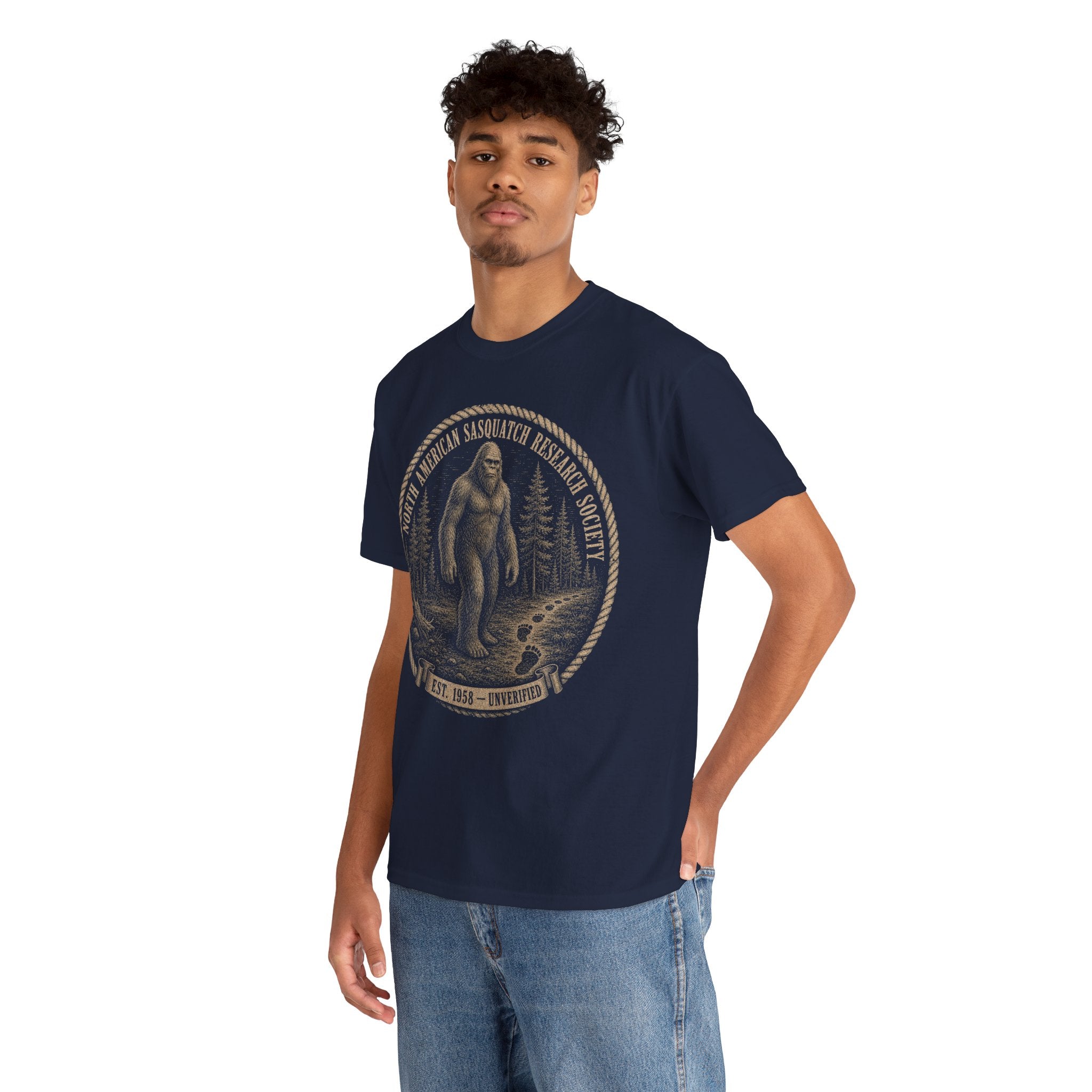 Sasquatch Research Society T-Shirt – Vintage Scientific Bigfoot Badge Tee