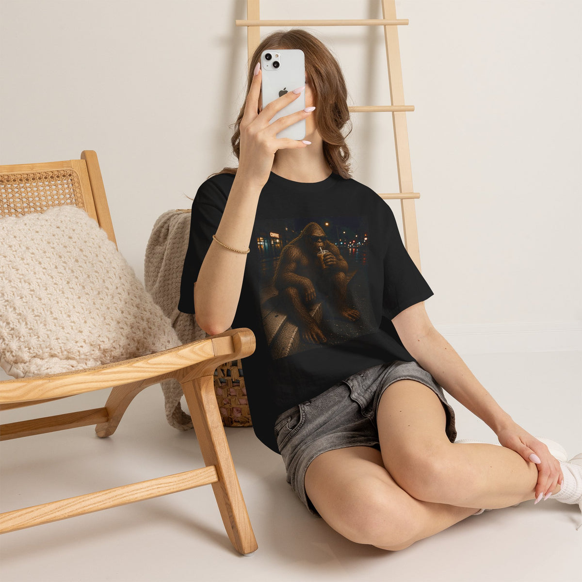 Bigfoot Coffee T-Shirt – Cool Sasquatch Drinking Coffee Vintage Tee