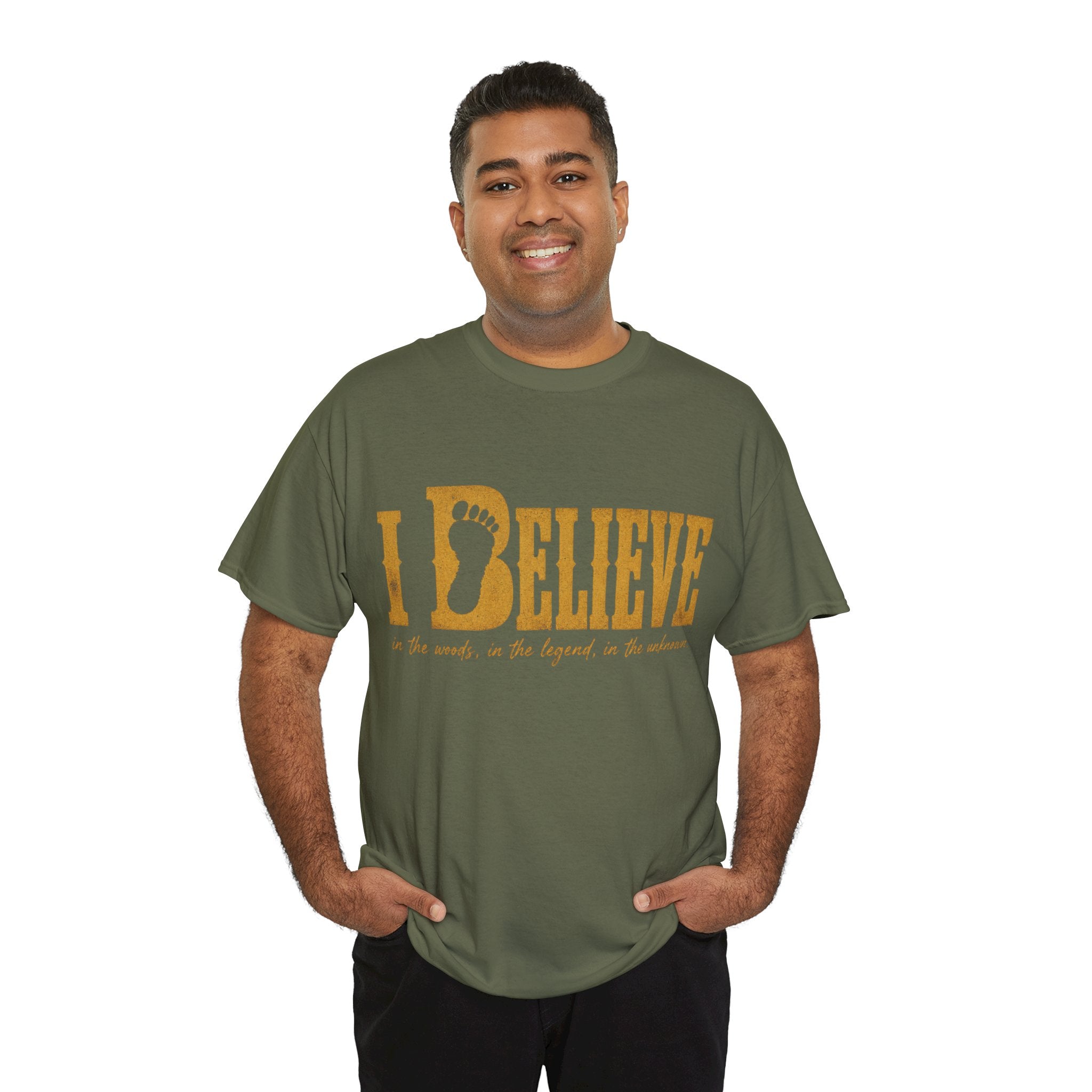 Bigfoot Footprint Typography T-Shirt – I Believe Graphic Tee