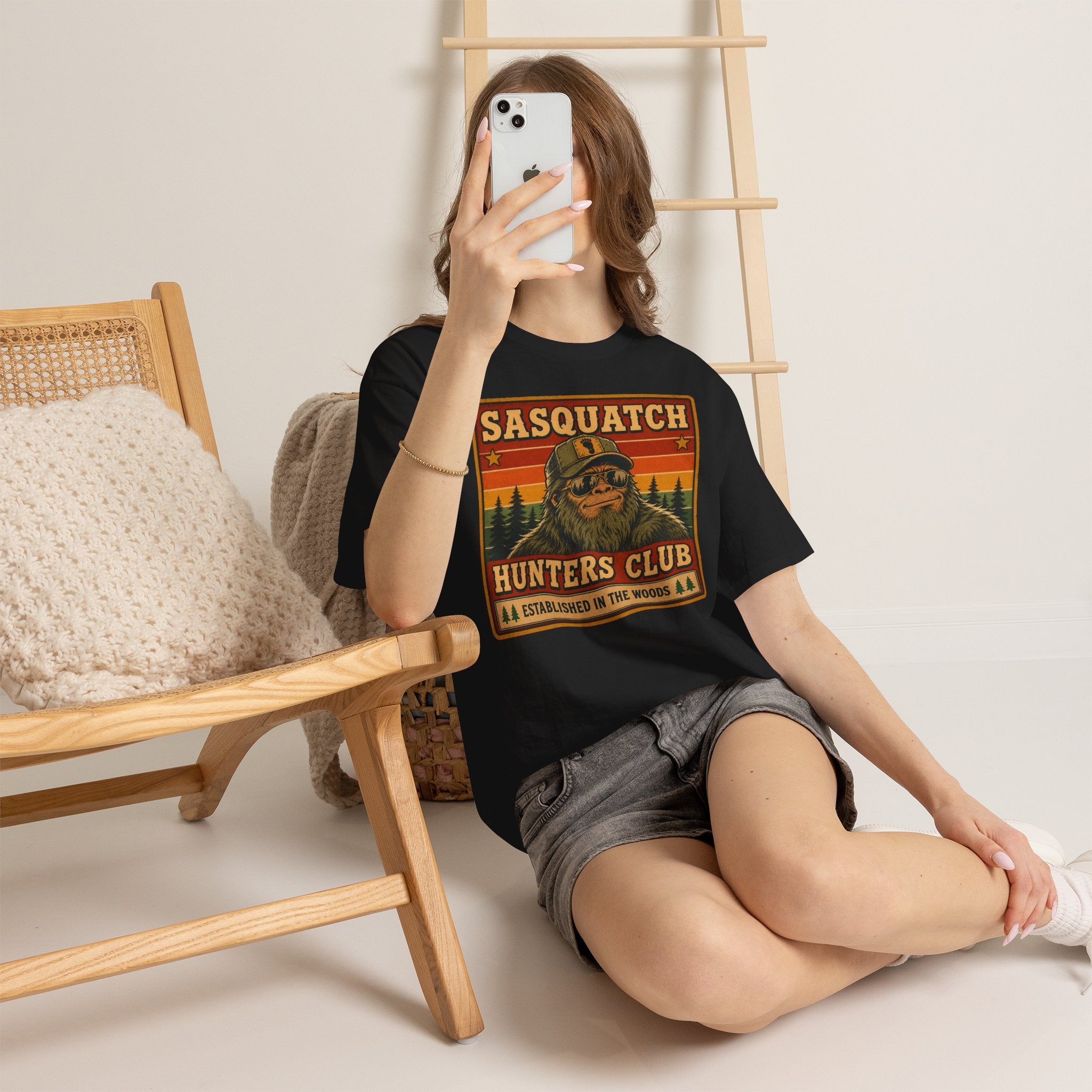 Sasquatch Hunters Club T-Shirt – Retro Bigfoot Emblem Badge Graphic Tee - Bigfoot Shirt