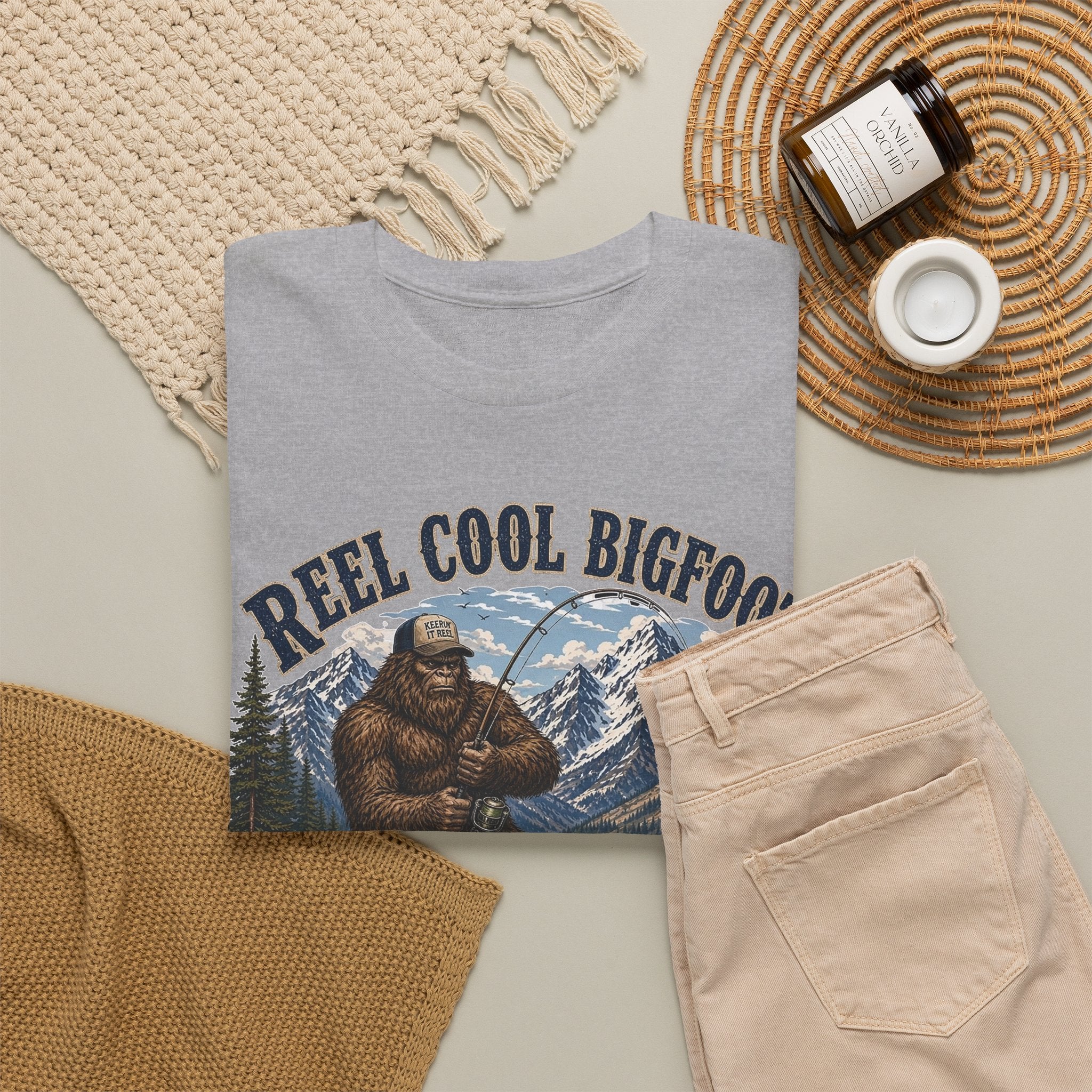 Reel Cool Bigfoot T-Shirt – Funny Fishing Mountain Graphic Tee