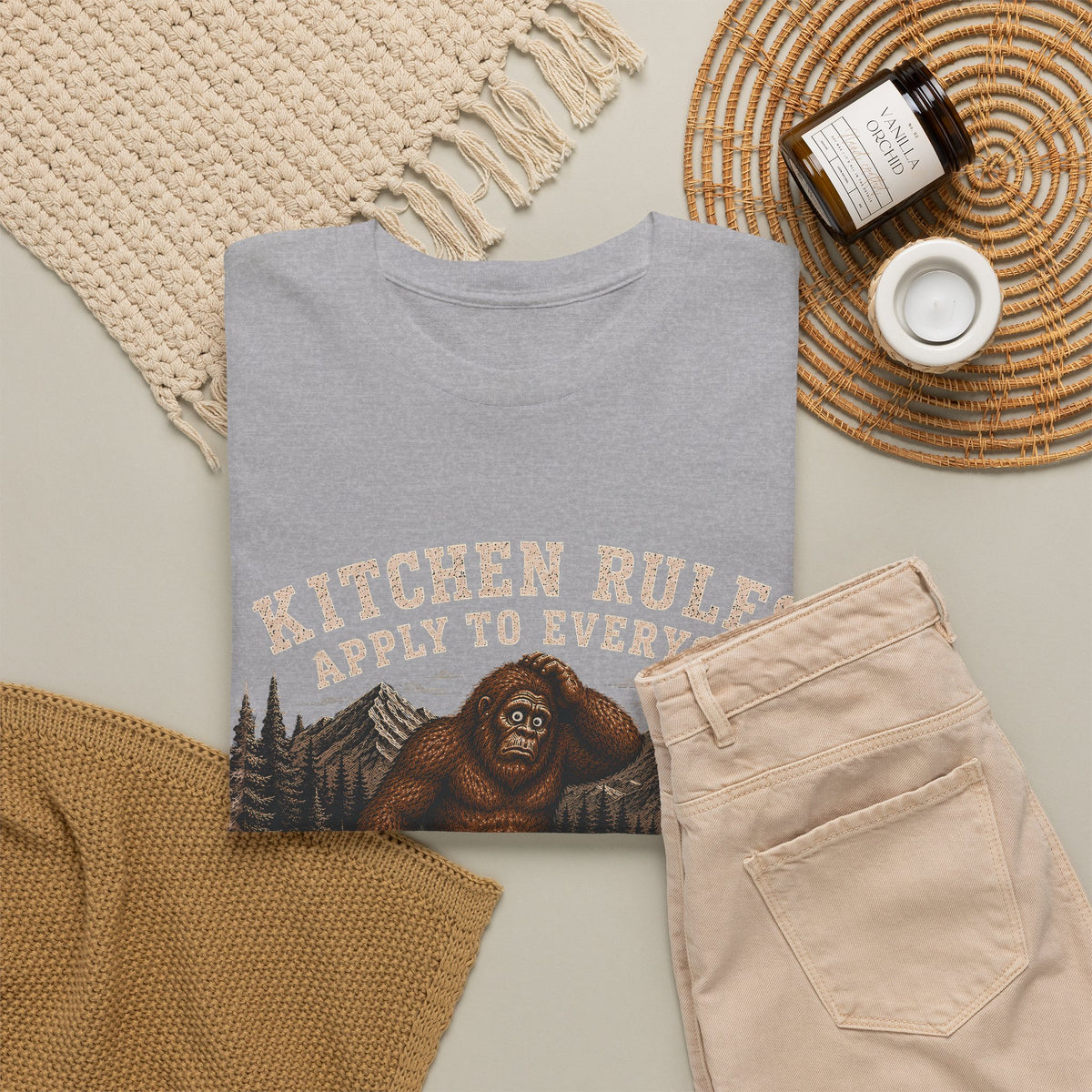 Kitchen Rules Apply to Everyone Bigfoot Pickleball T-Shirt