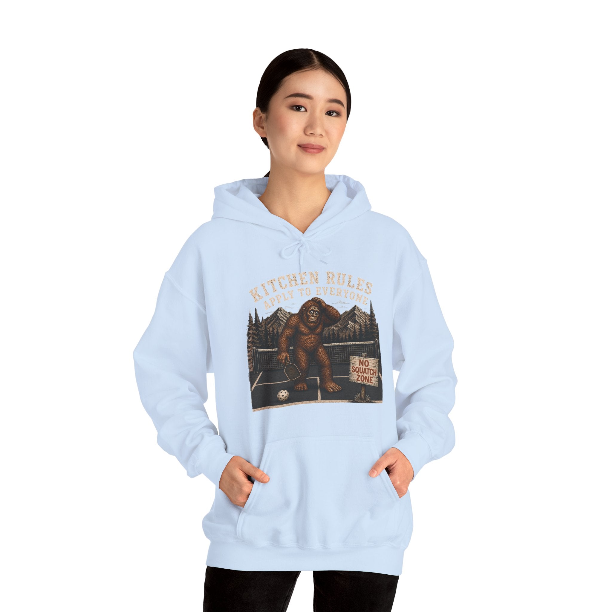 Kitchen Rules Apply to Everyone Bigfoot Pickleball Hoodie