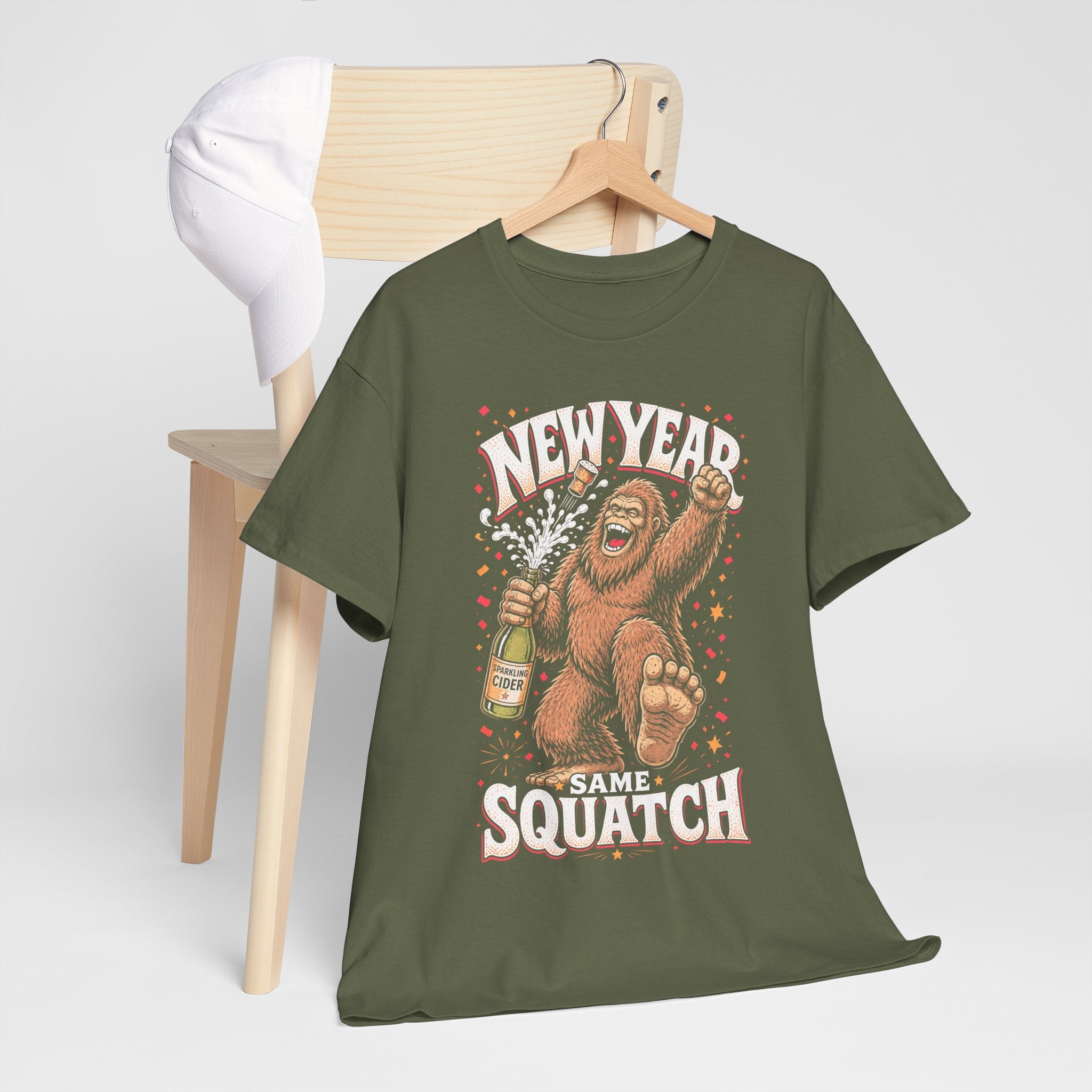 New Year Same Squatch T-Shirt – Funny Bigfoot New Year's Graphic Tee