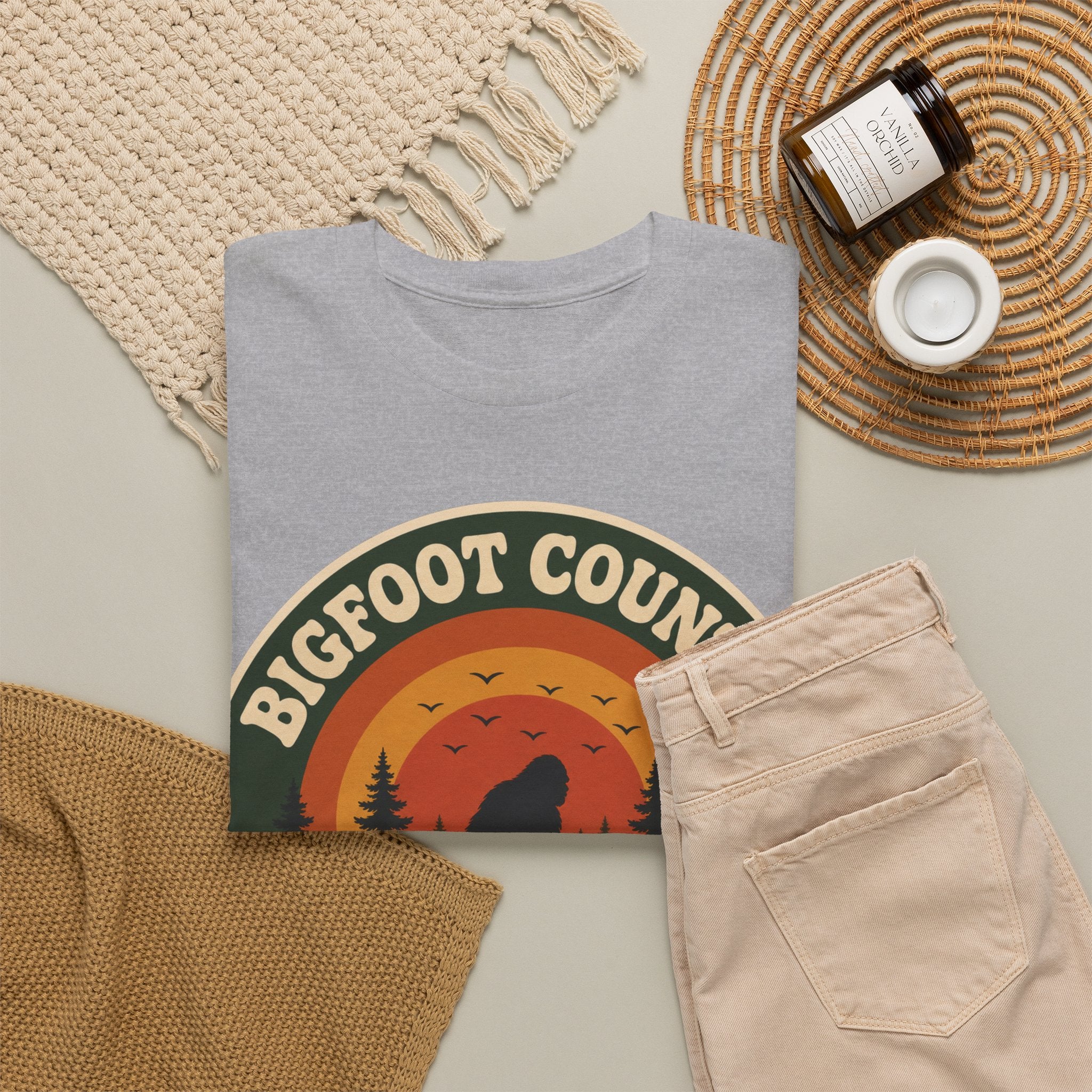 Bigfoot Country Sunset Badge T-Shirt – Retro Circular Graphic Tee