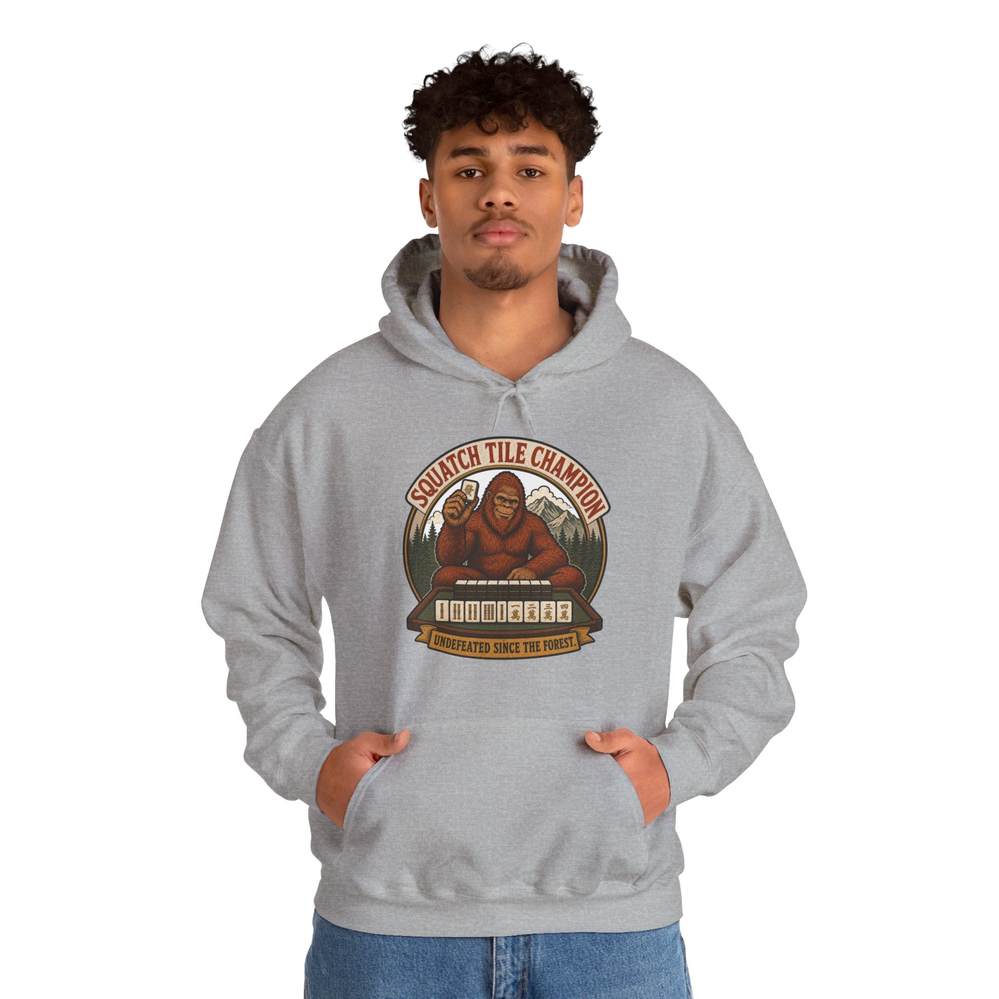 Squatch Tile Champion - Funny Bigfoot Mahjong Hoodie