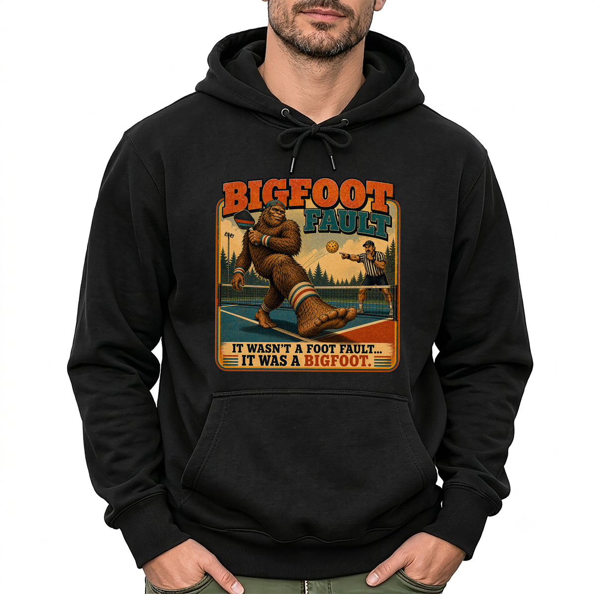 Bigfoot Foot Fault Funny Pickleball Hoodie