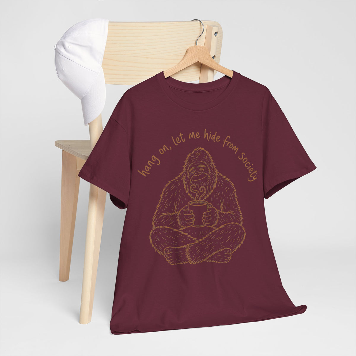 Bigfoot Coffee T-Shirt – Funny Hide From Society Hand-Drawn Graphic Tee