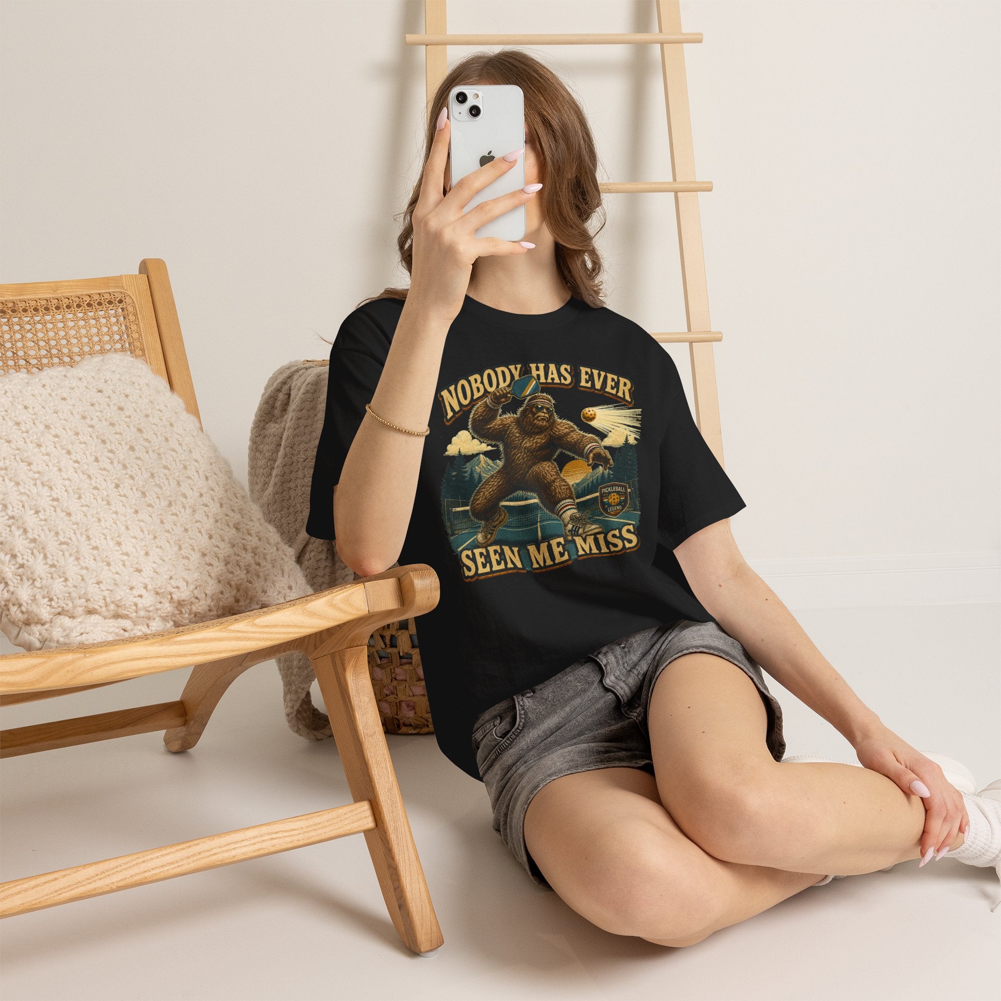Nobody Has Ever Seen Me Miss Bigfoot Pickleball T-Shirt