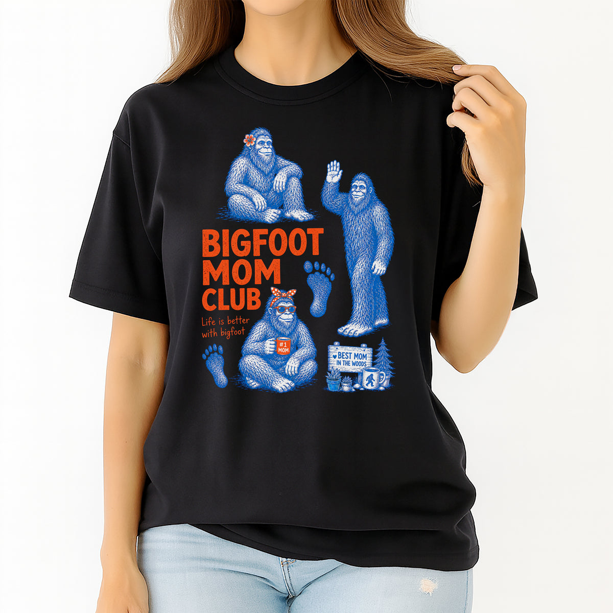 Bigfoot Mom Club T-Shirt – Funny Sasquatch Mom Vintage Graphic Tee