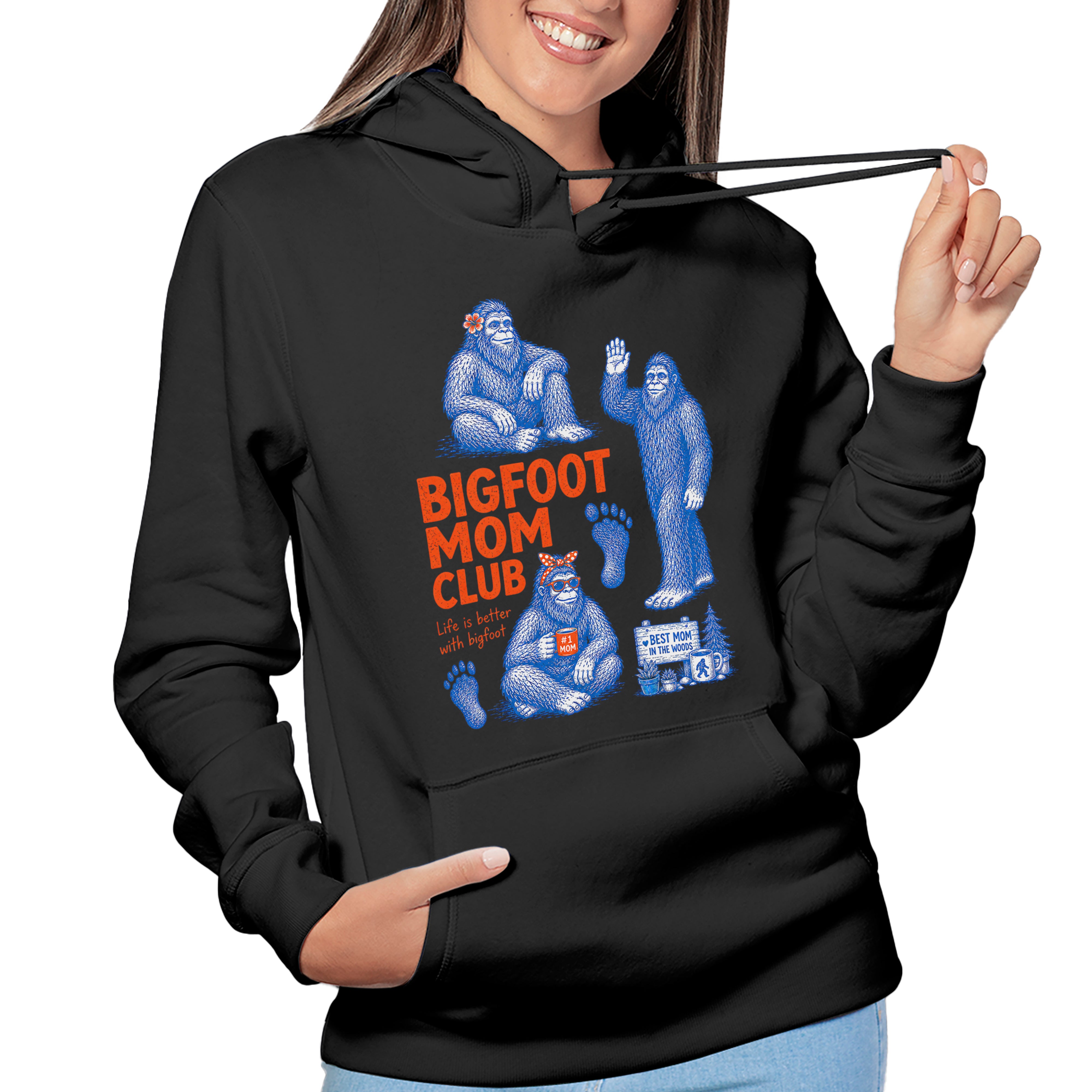 Bigfoot Mom Club Hoodie – Funny Sasquatch Mom Vintage Graphic