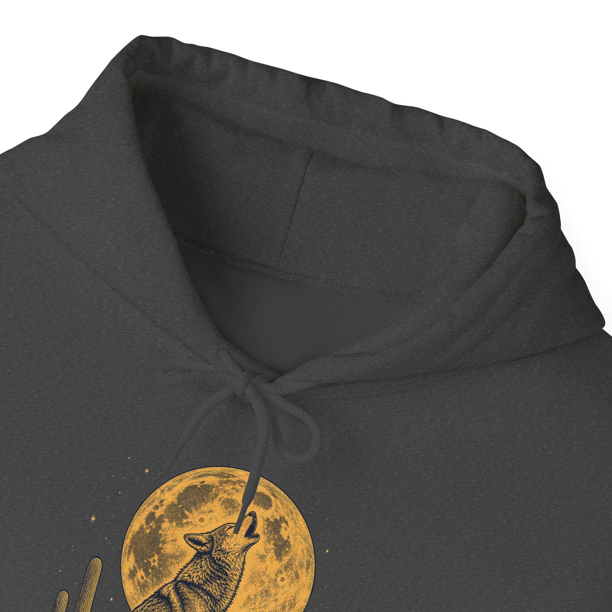 Howling Coyote Moon Hoodie, Vintage Western Desert Night Graphic Pullover Sweatshirt, Unisex Fleece Hoodie