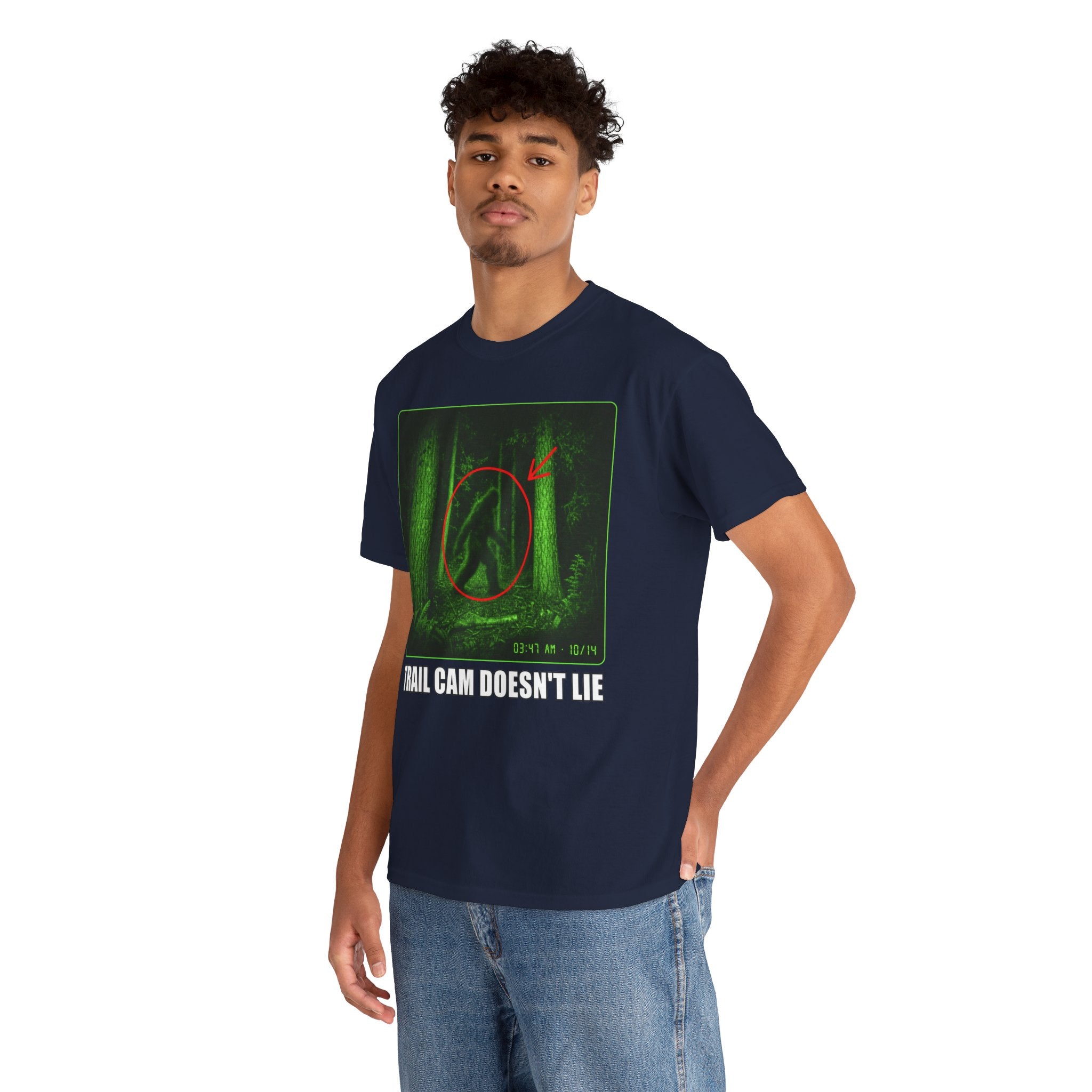 Funny Bigfoot Night Vision T-Shirt – Trail Cam Doesn't Lie Graphic Tee