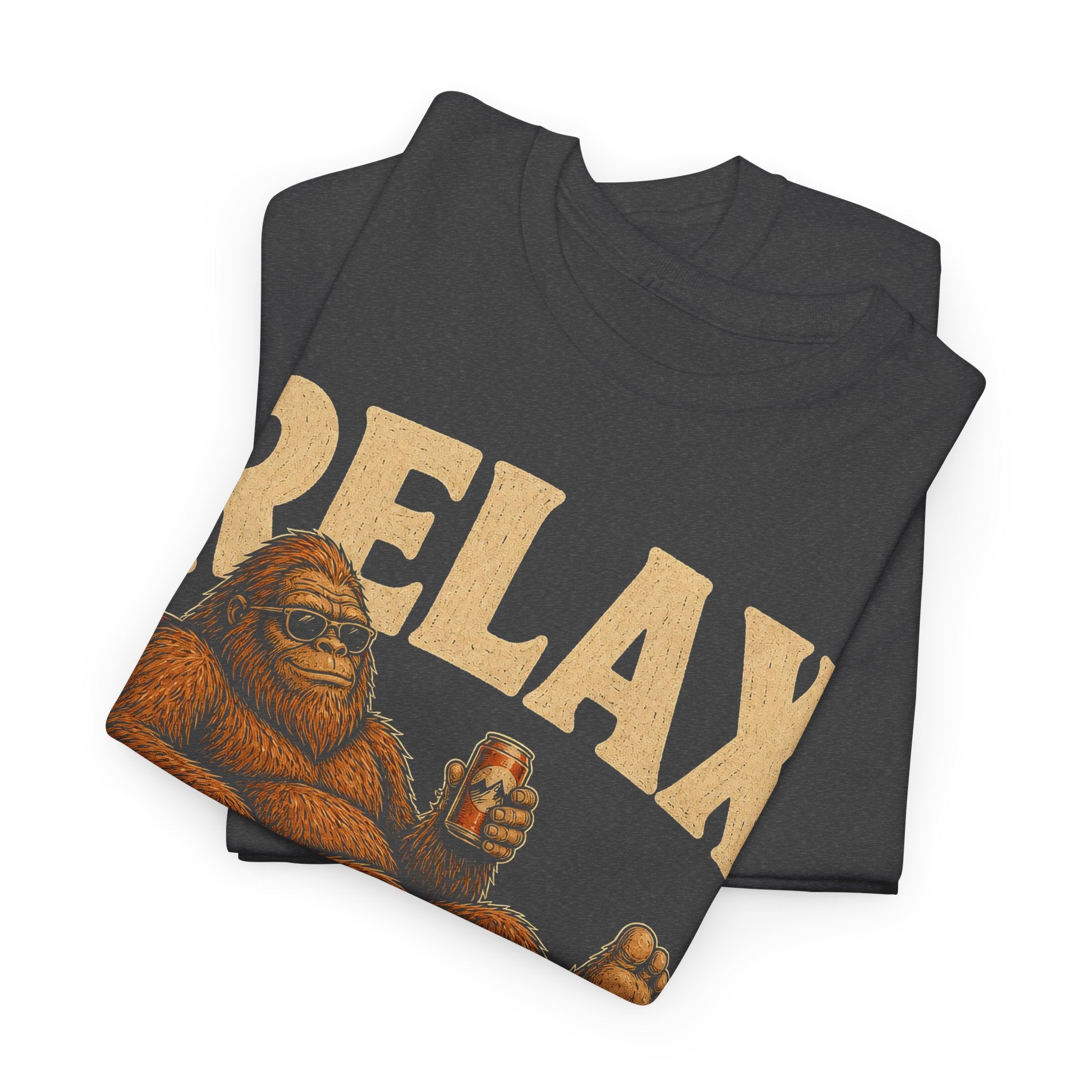 Funny Bigfoot Camp Chair T-Shirt – Relax Nobody Believes In Me Tee