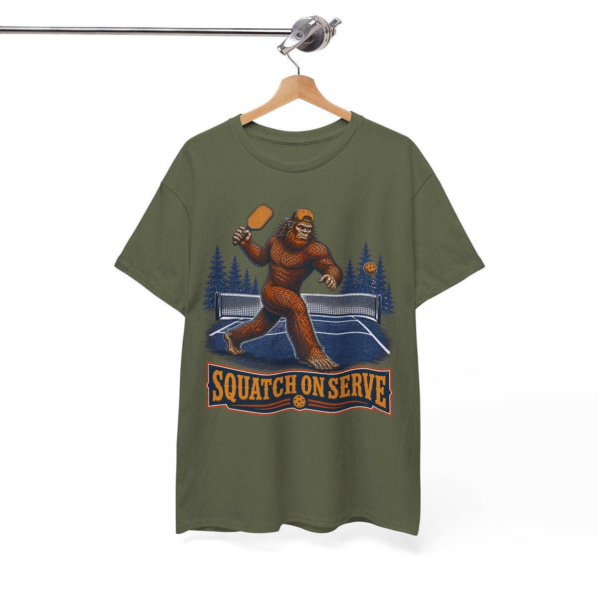Squatch On Serve Bigfoot Pickleball T-Shirt