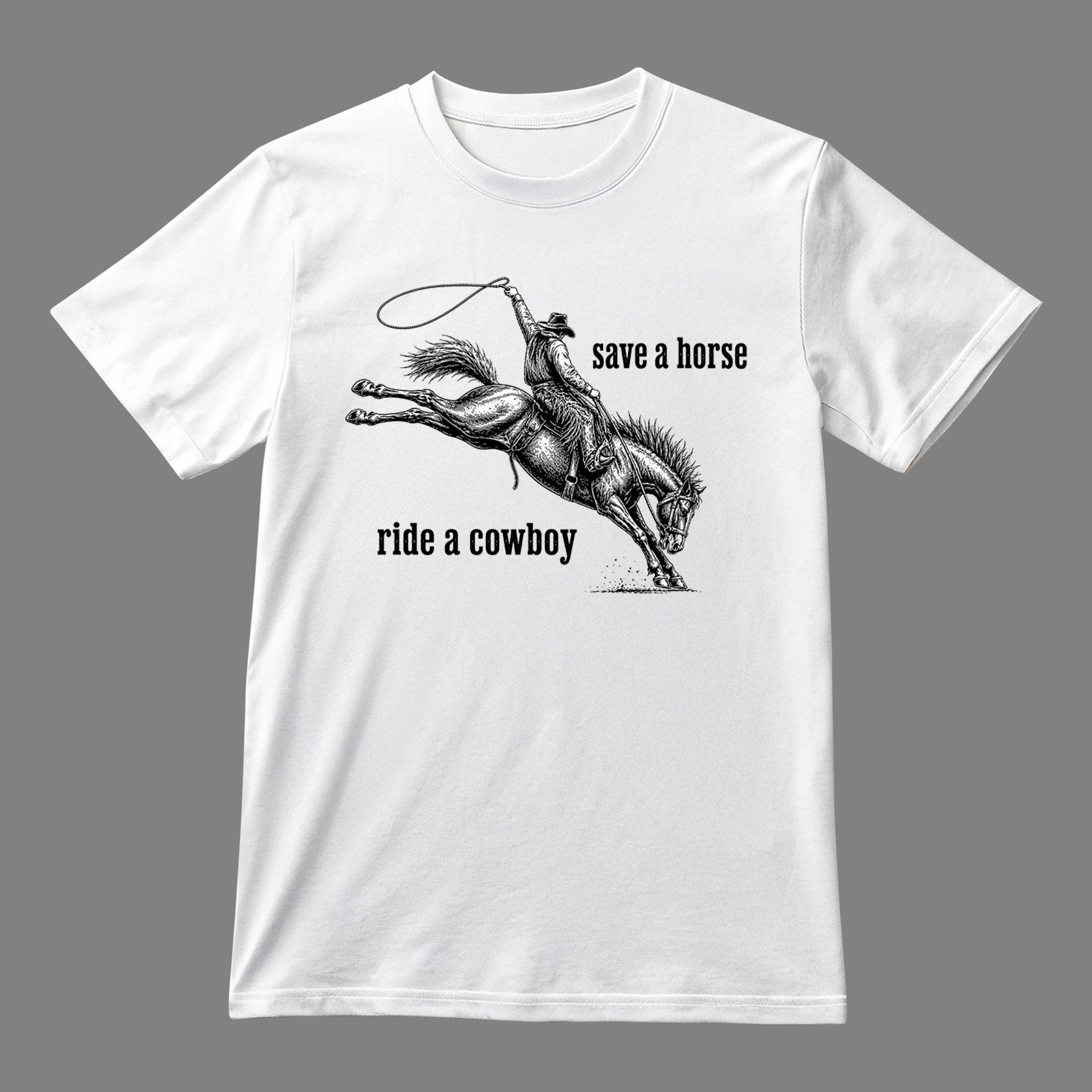 Funny Save a Horse Ride a Cowboy T-shirt, Y2K Cowboy Meme Unisex T-shirt