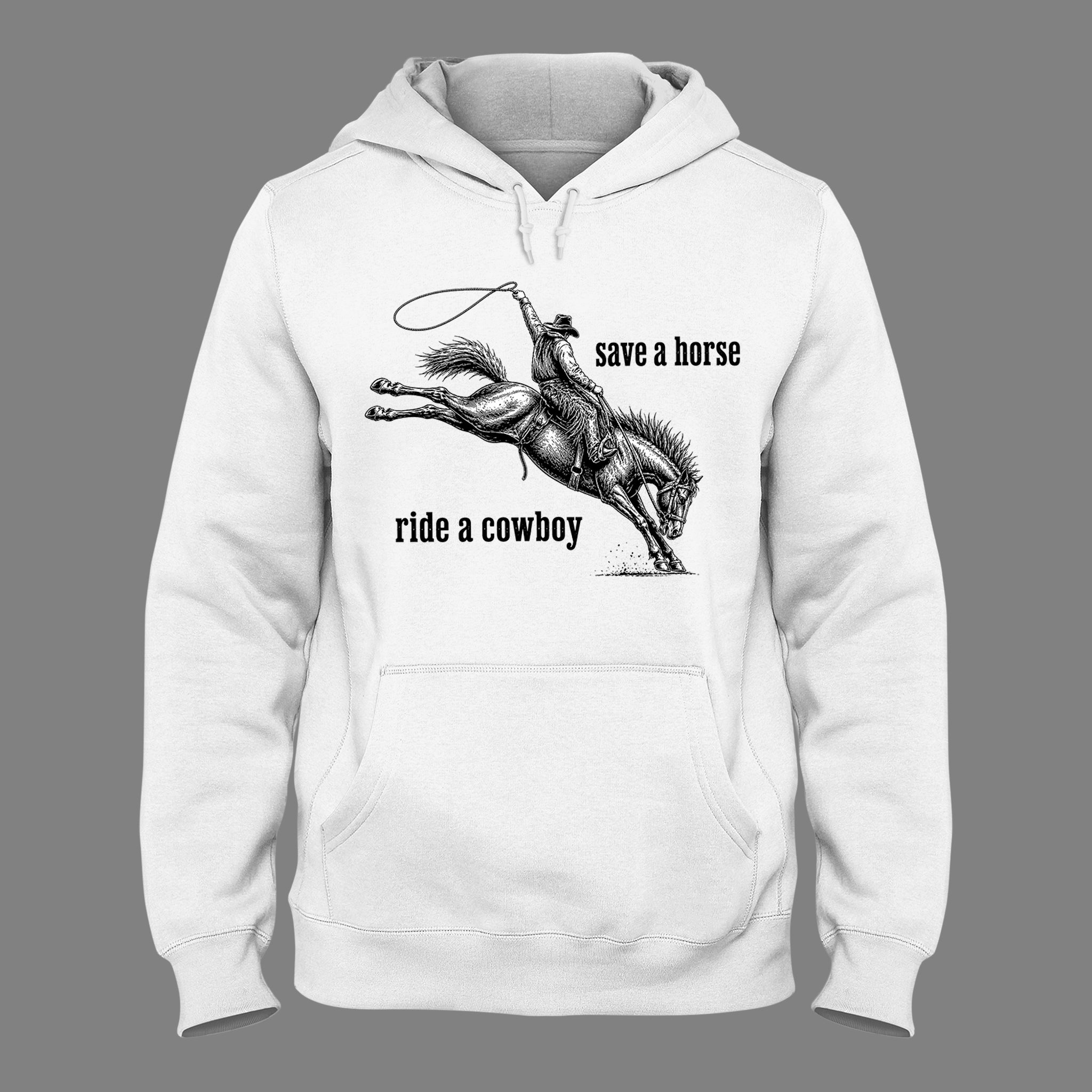 Funny Save a Horse Ride a Cowboy Hoodie, Y2K Cowboy Meme Unisex Hoodie
