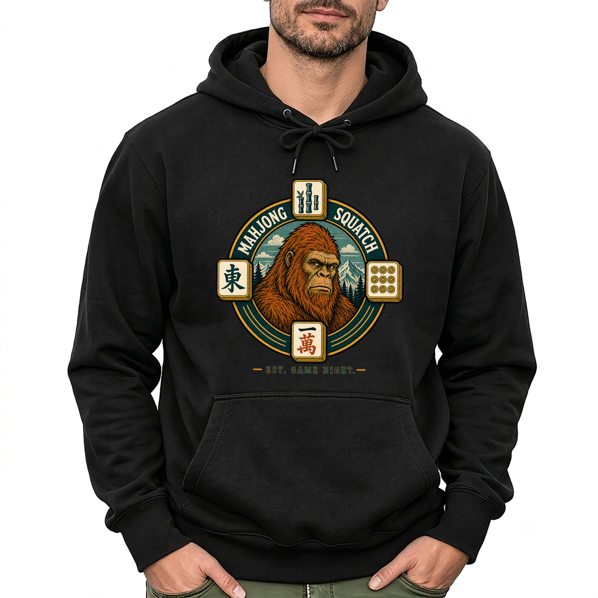 Bamboo, Dots & Squatch - Bigfoot Mahjong Hoodie
