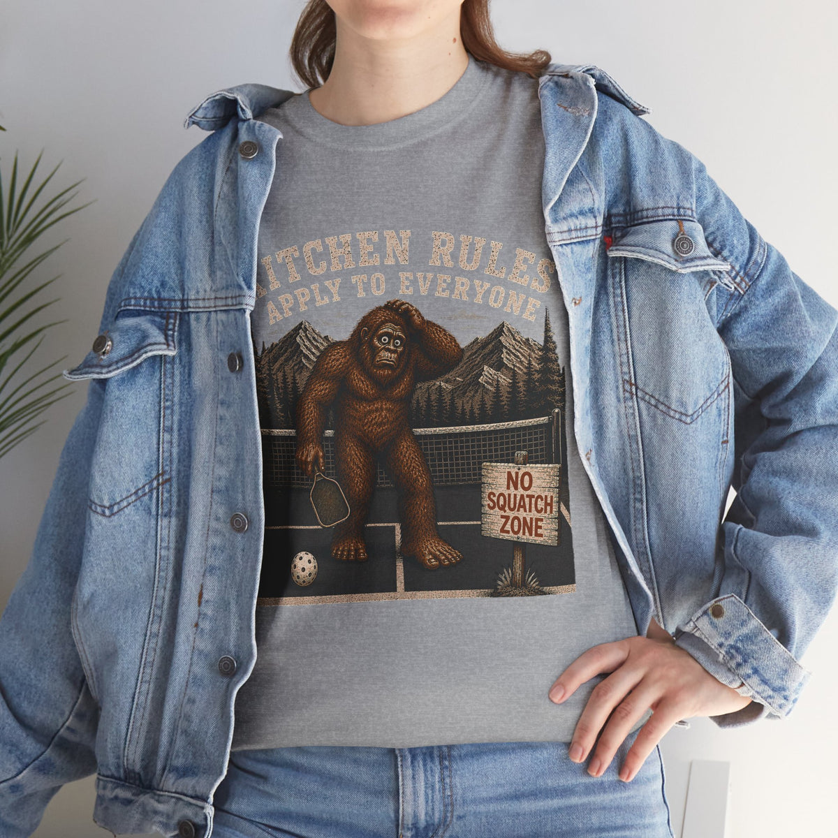 Kitchen Rules Apply to Everyone Bigfoot Pickleball T-Shirt