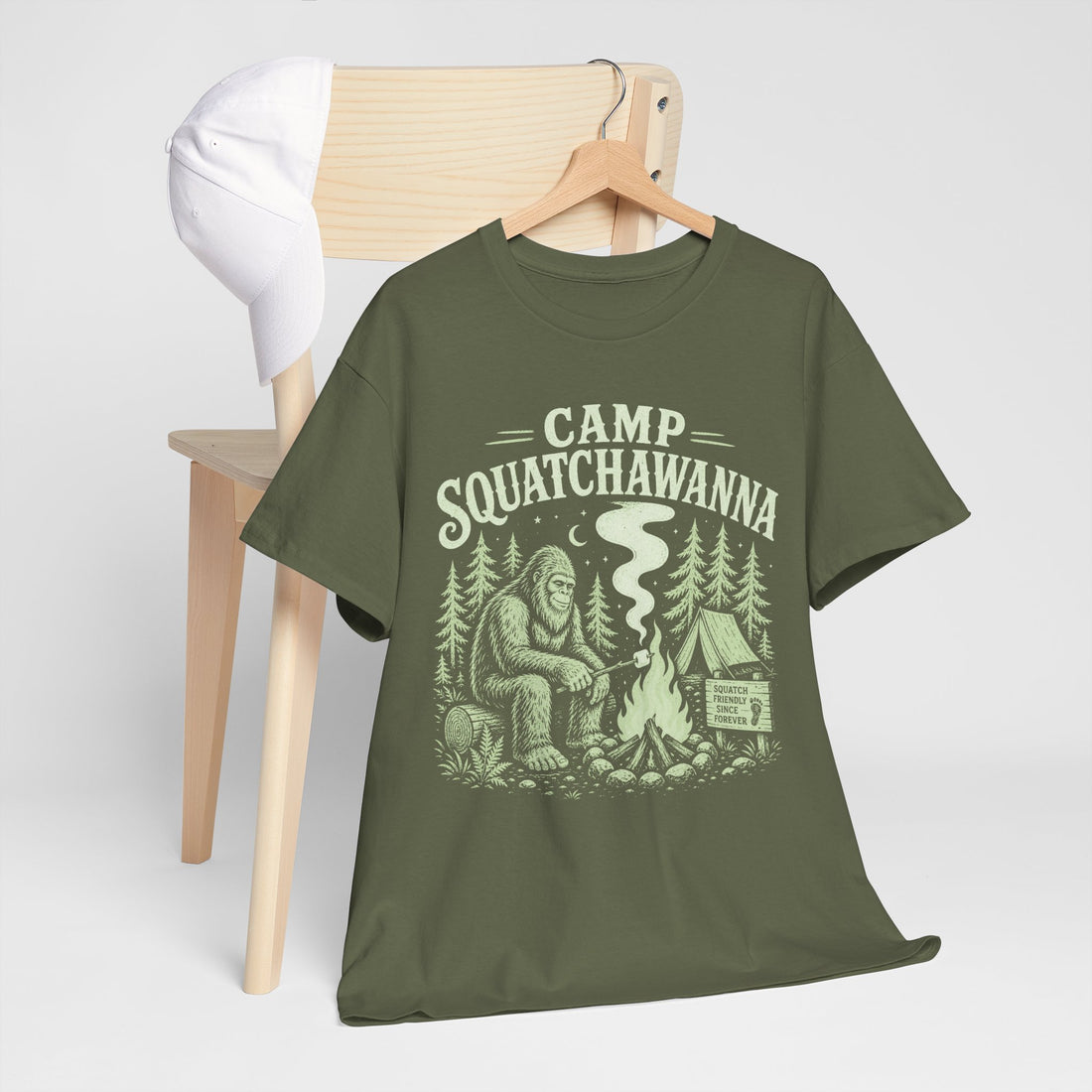 Funny Camp Squatchawanna T-Shirt – Bigfoot Campfire Graphic Tee