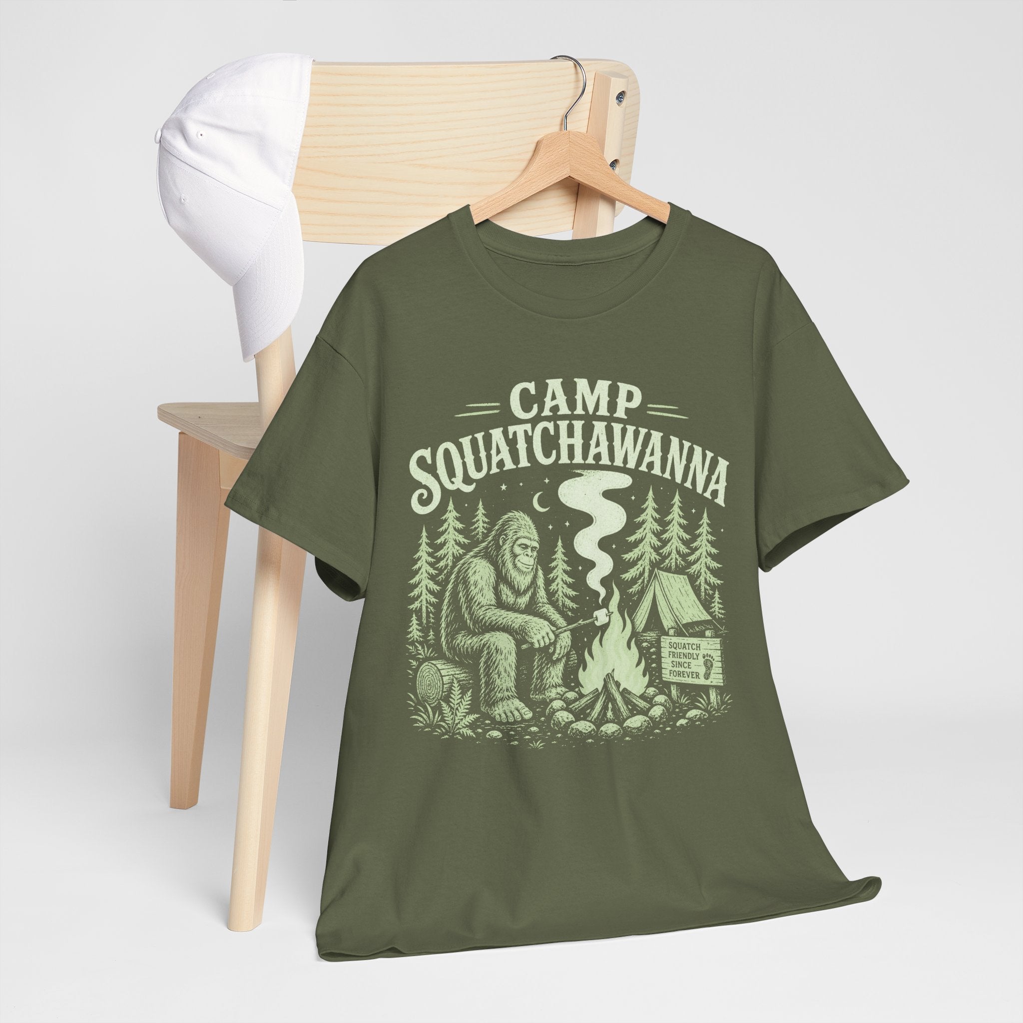 Funny Camp Squatchawanna T-Shirt – Bigfoot Campfire Graphic Tee