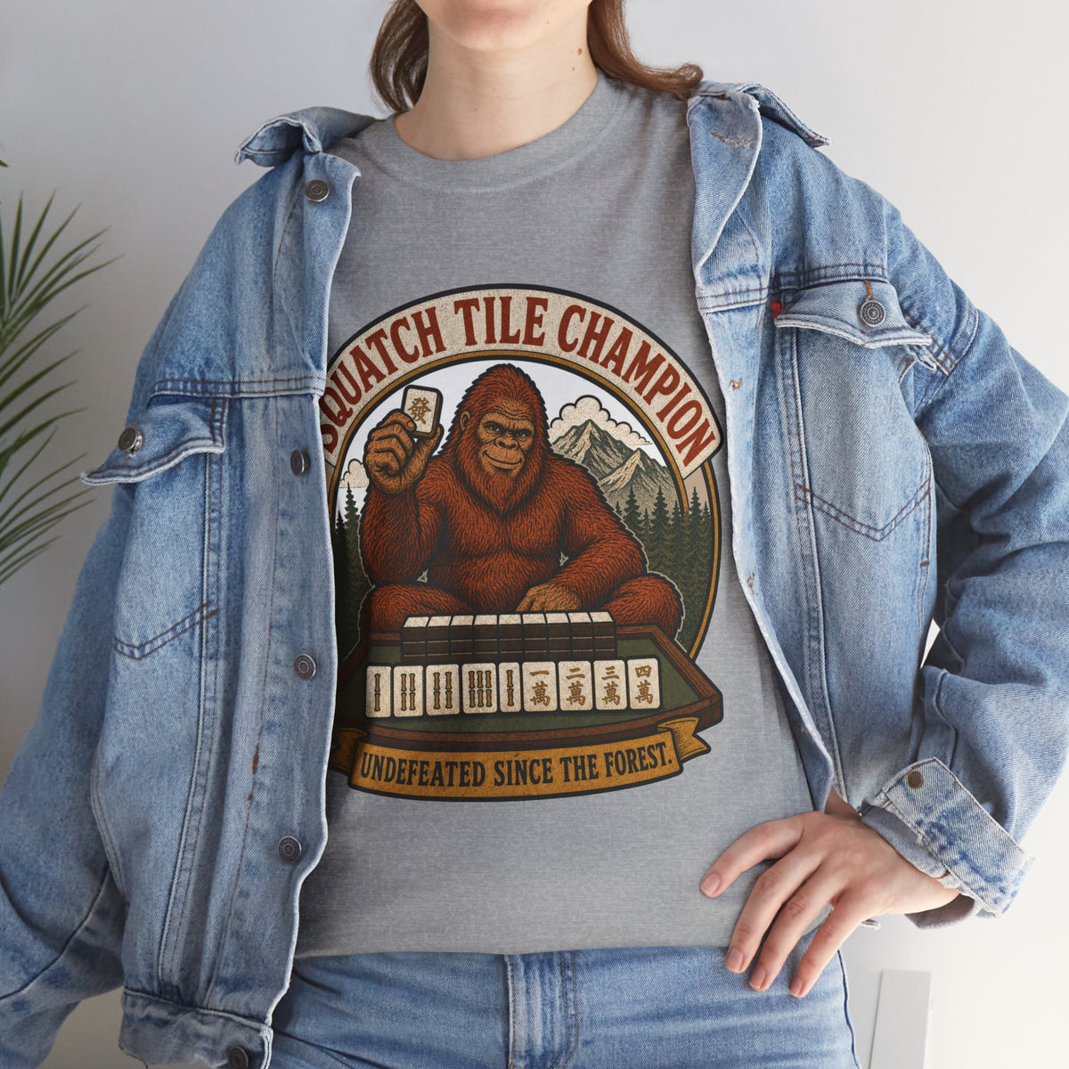 Squatch Tile Champion - Funny Bigfoot Mahjong T-Shirt