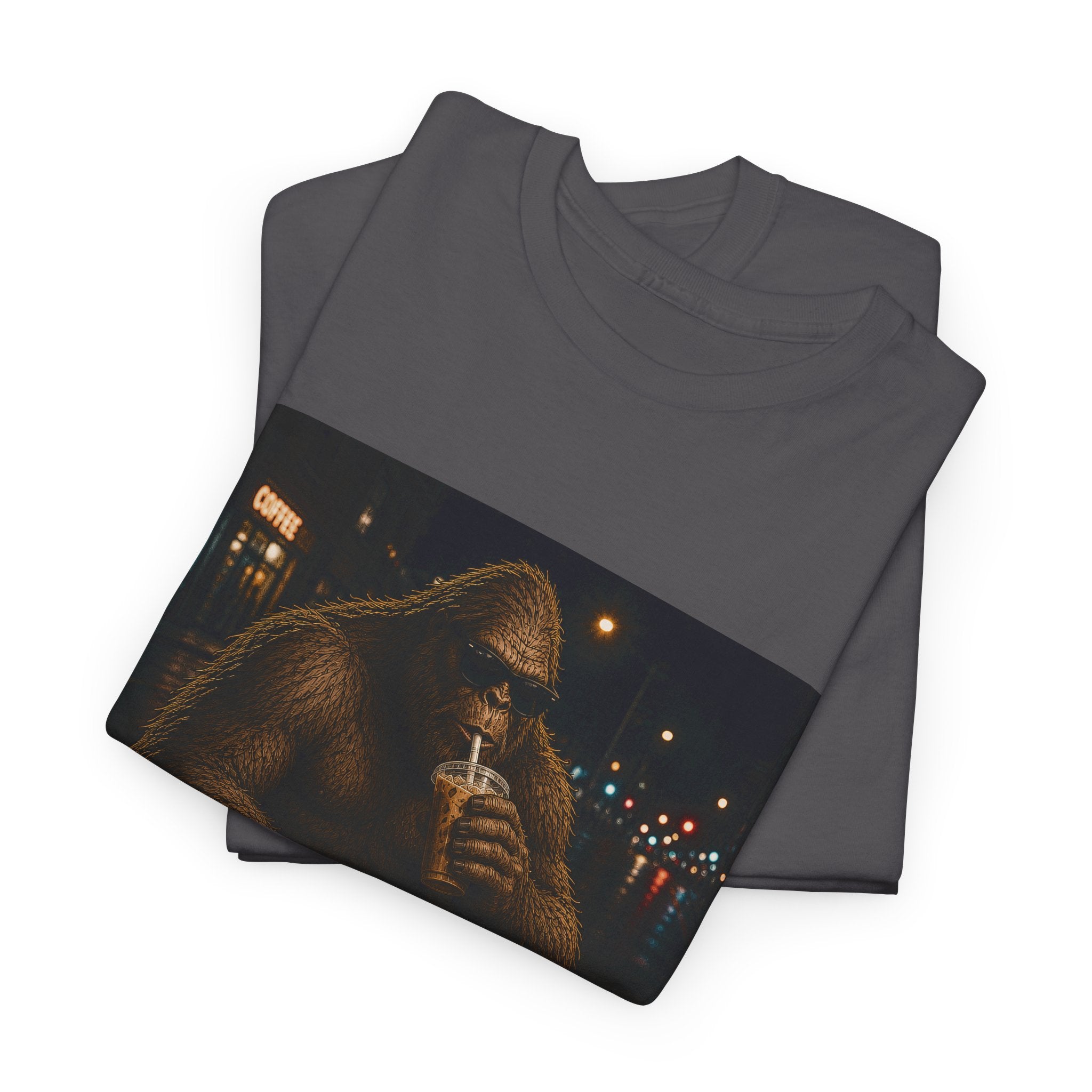 Bigfoot Coffee T-Shirt – Cool Sasquatch Drinking Coffee Vintage Tee