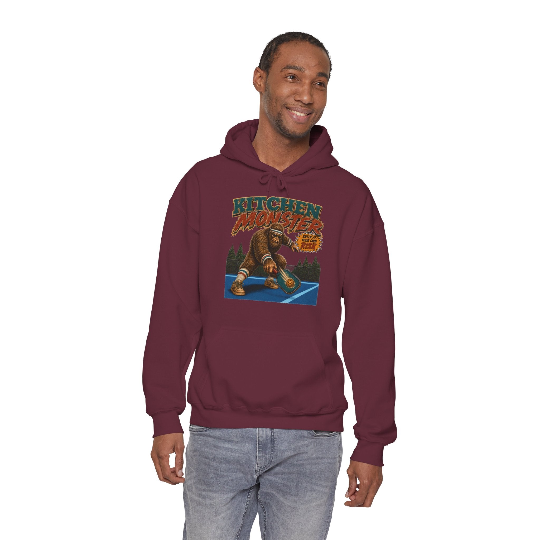Bigfoot Kitchen Monster Funny Pickleball Hoodie