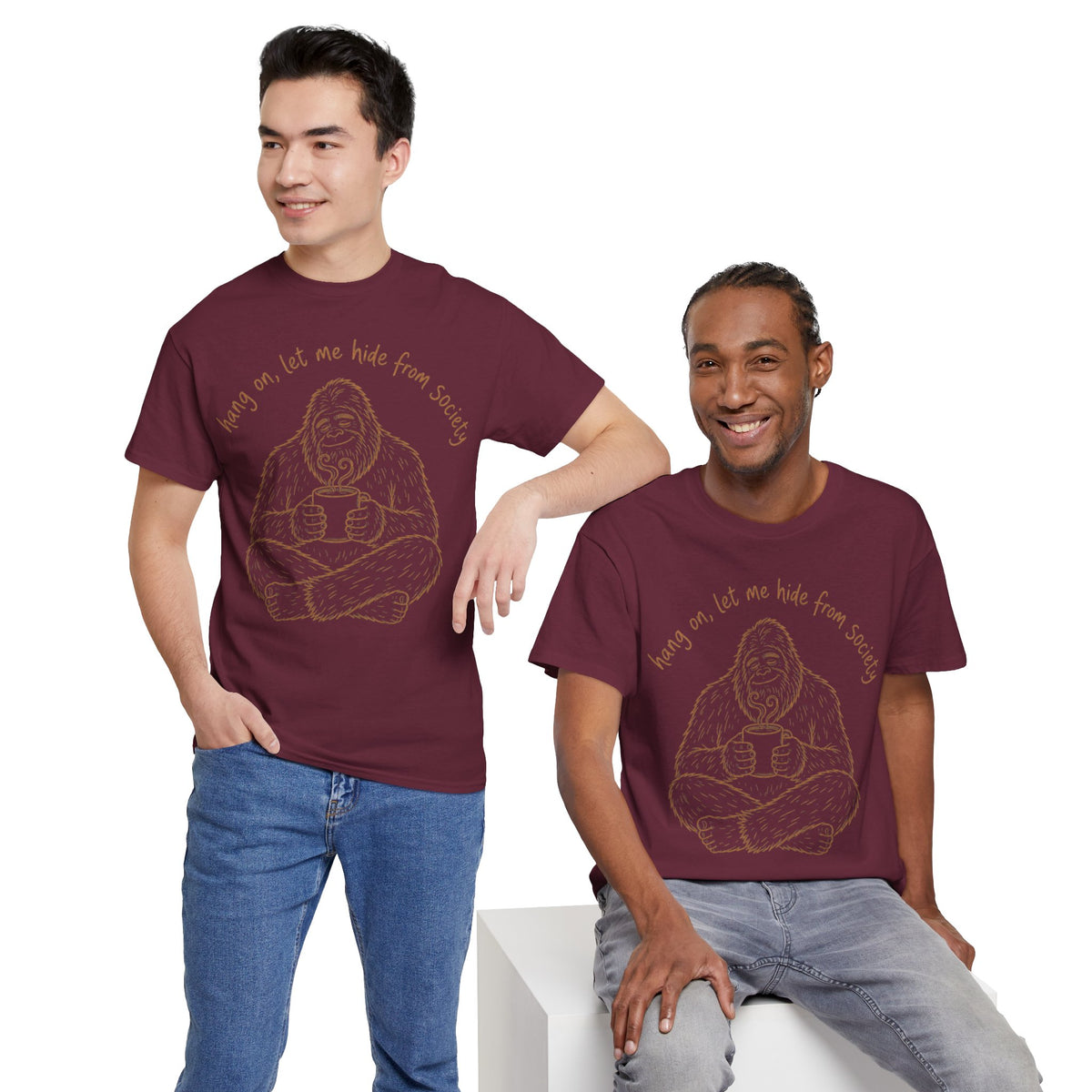 Bigfoot Coffee T-Shirt – Funny Hide From Society Hand-Drawn Graphic Tee