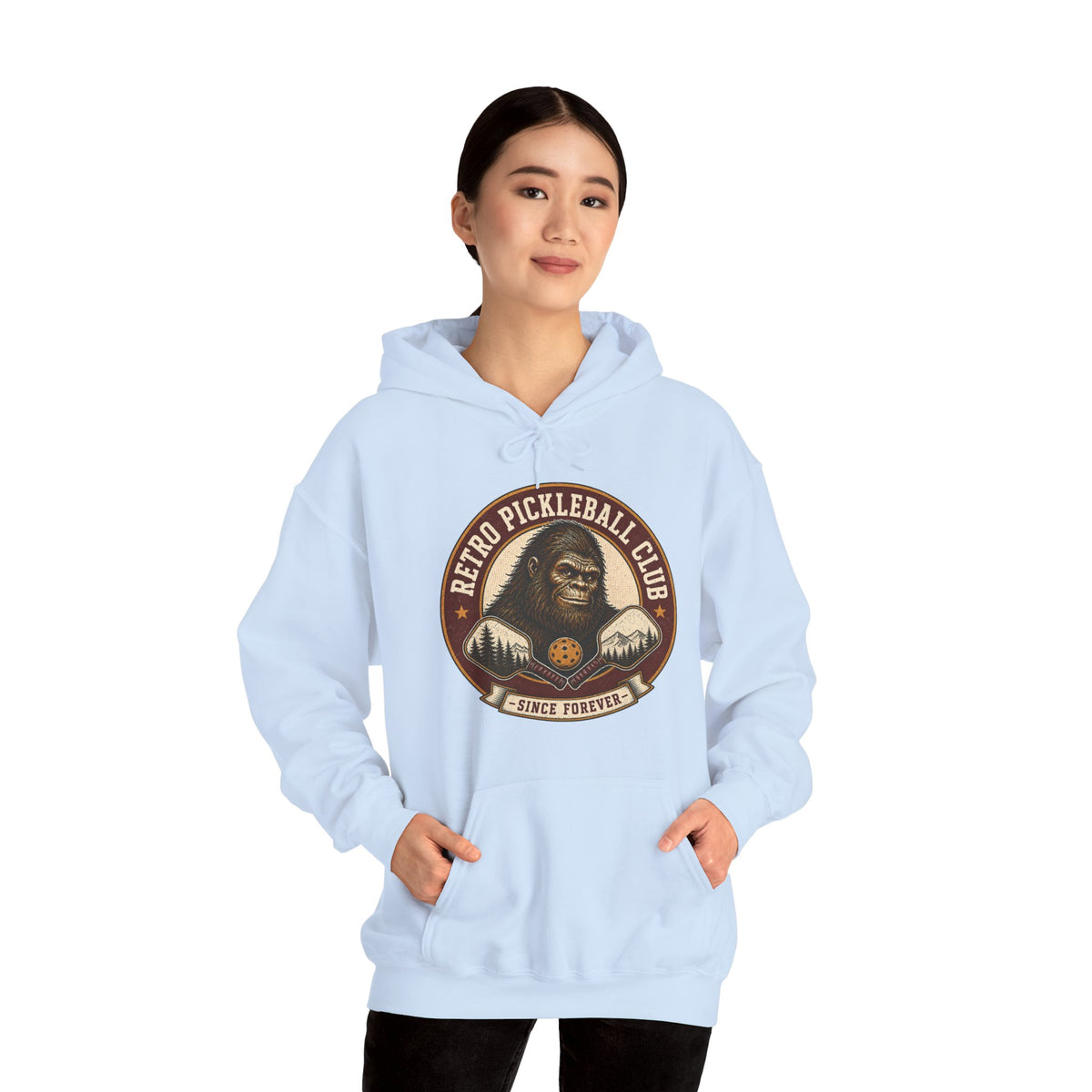 Retro Pickleball Club Bigfoot Emblem Hoodie
