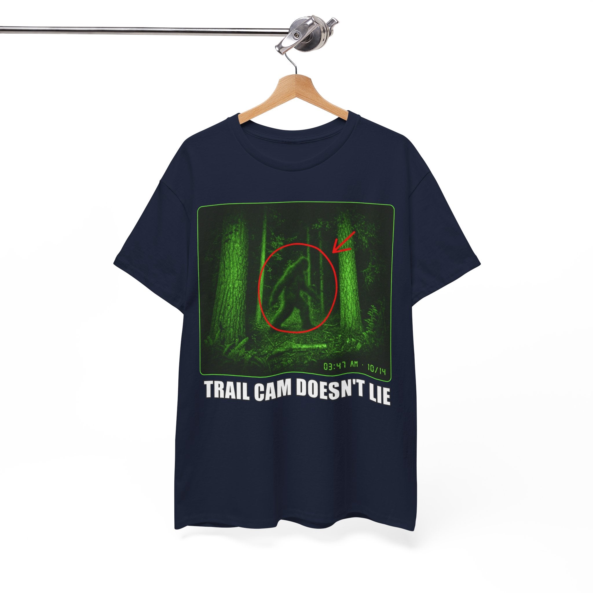 Funny Bigfoot Night Vision T-Shirt – Trail Cam Doesn't Lie Graphic Tee