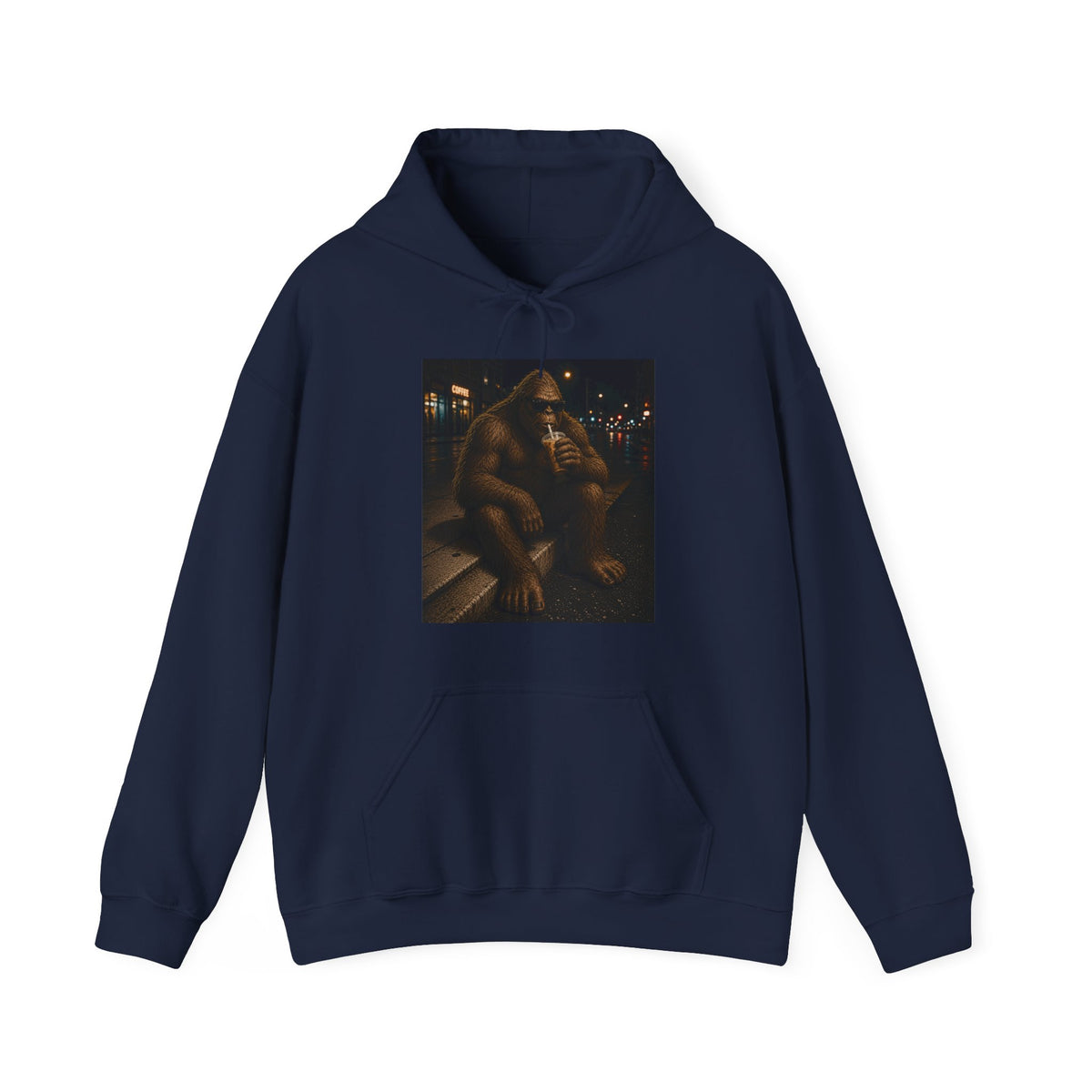 Bigfoot Coffee Hoodie – Cool Sasquatch Drinking Coffee Vintage