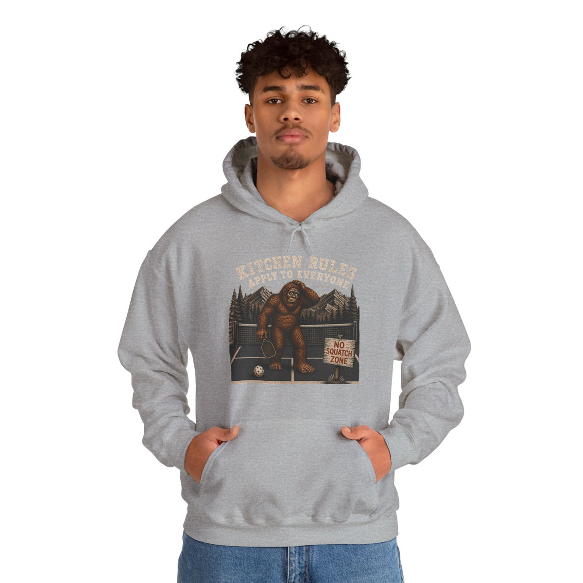 Kitchen Rules Apply to Everyone Bigfoot Pickleball Hoodie