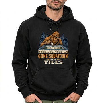 Gone Squatchin' For Tiles - Retro Bigfoot Mahjong Hoodie