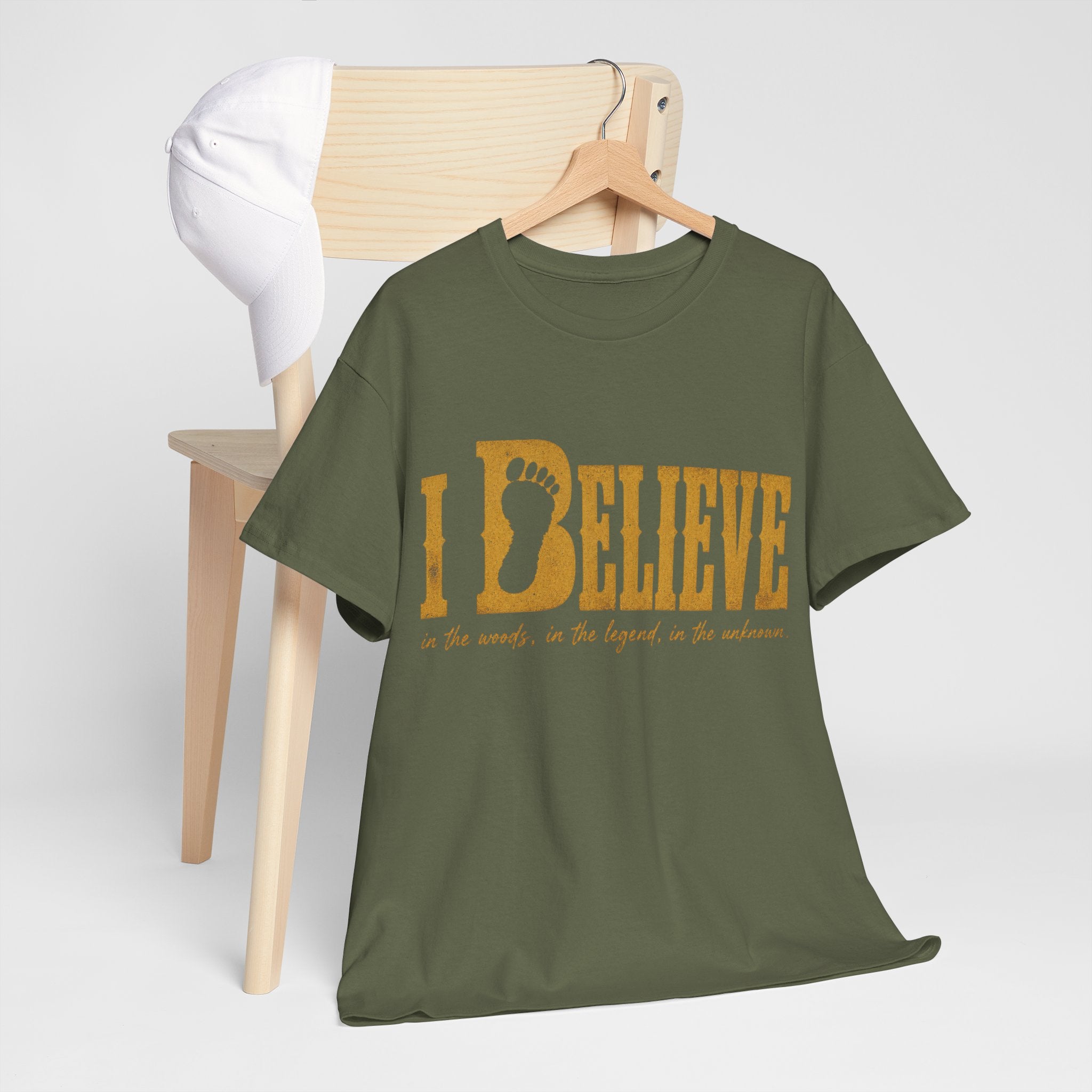 Bigfoot Footprint Typography T-Shirt – I Believe Graphic Tee