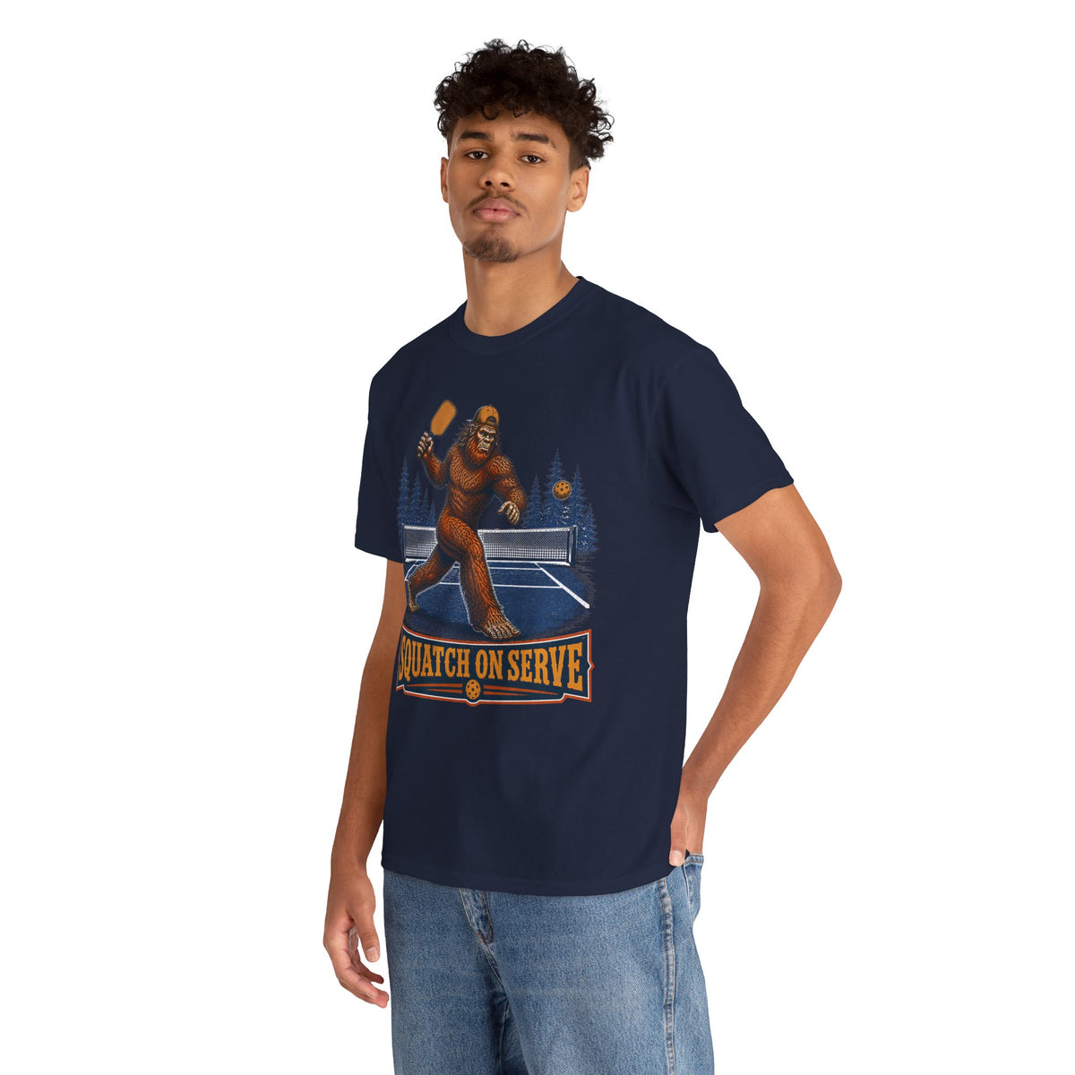 Squatch On Serve Bigfoot Pickleball T-Shirt