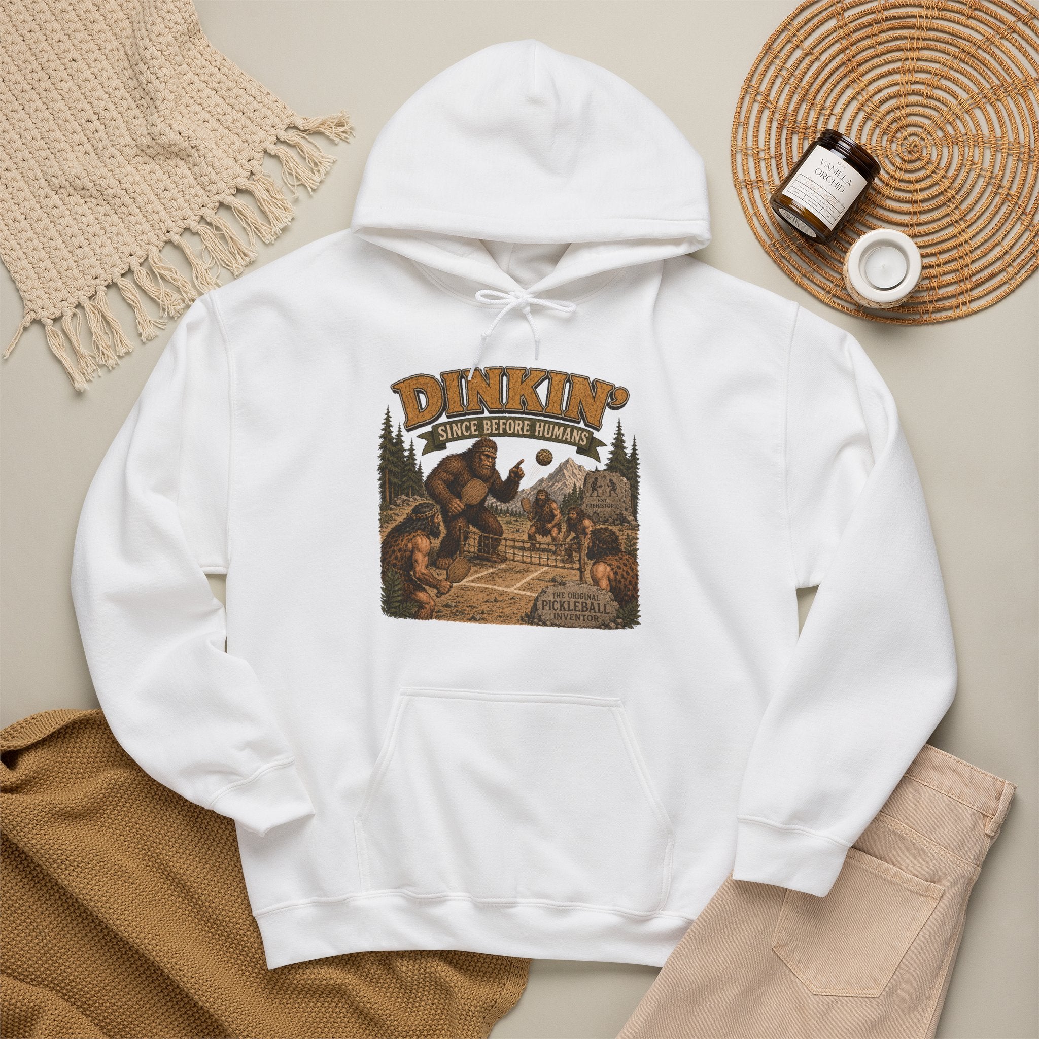 Dinkin' Since Before Humans Bigfoot Pickleball Hoodie