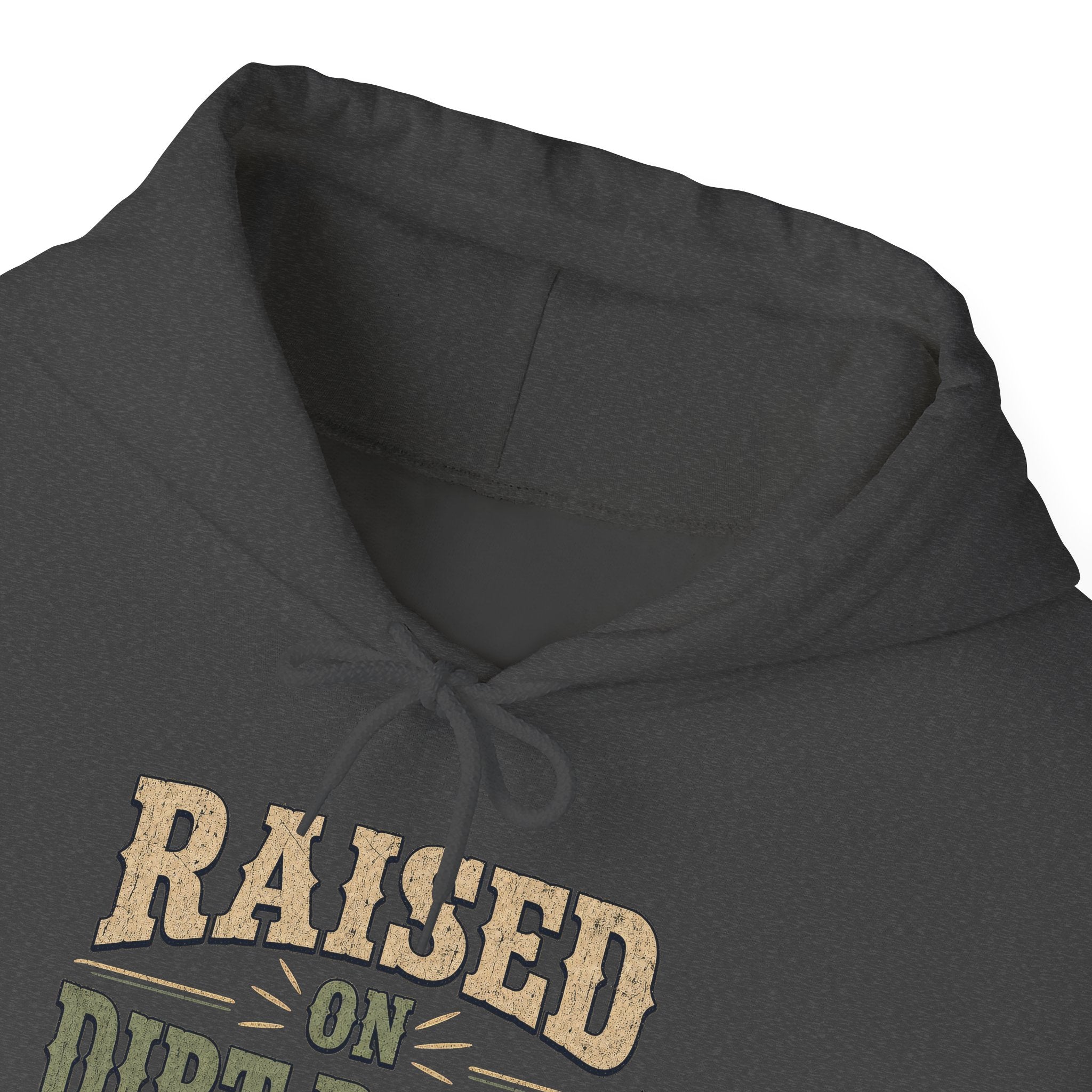 Raised On Dirt Roads Hoodie, Vintage Western Typography Pullover Sweatshirt, Rustic Country Fleece Hoodie