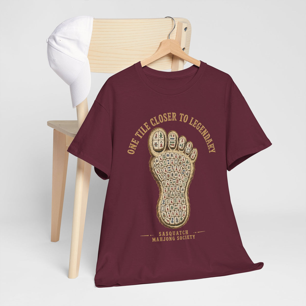 Squatch Footprint Tile - Vintage Bigfoot Mahjong T-Shirt