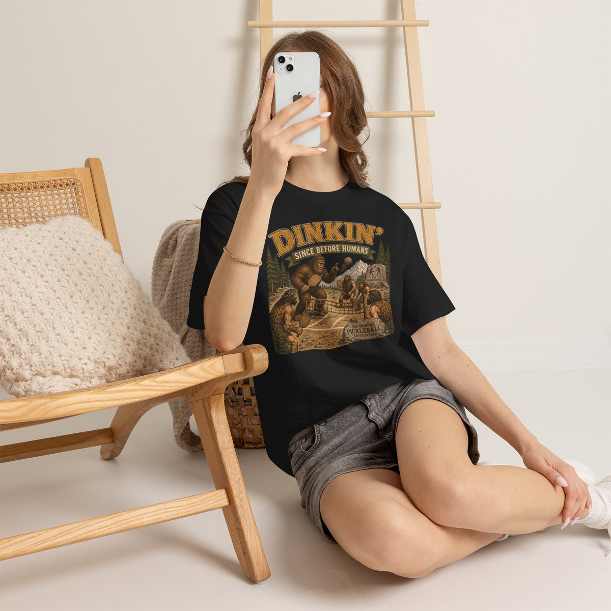 Dinkin' Since Before Humans Bigfoot Pickleball T-Shirt