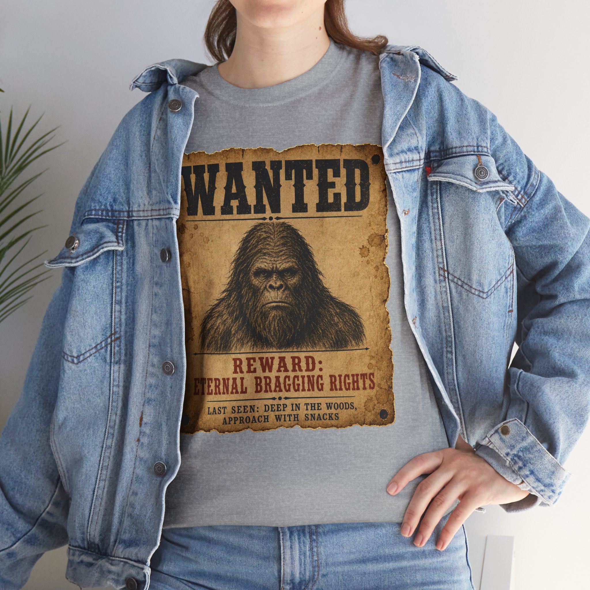 Wanted Bigfoot T-Shirt – Old West Reward Poster Graphic Tee