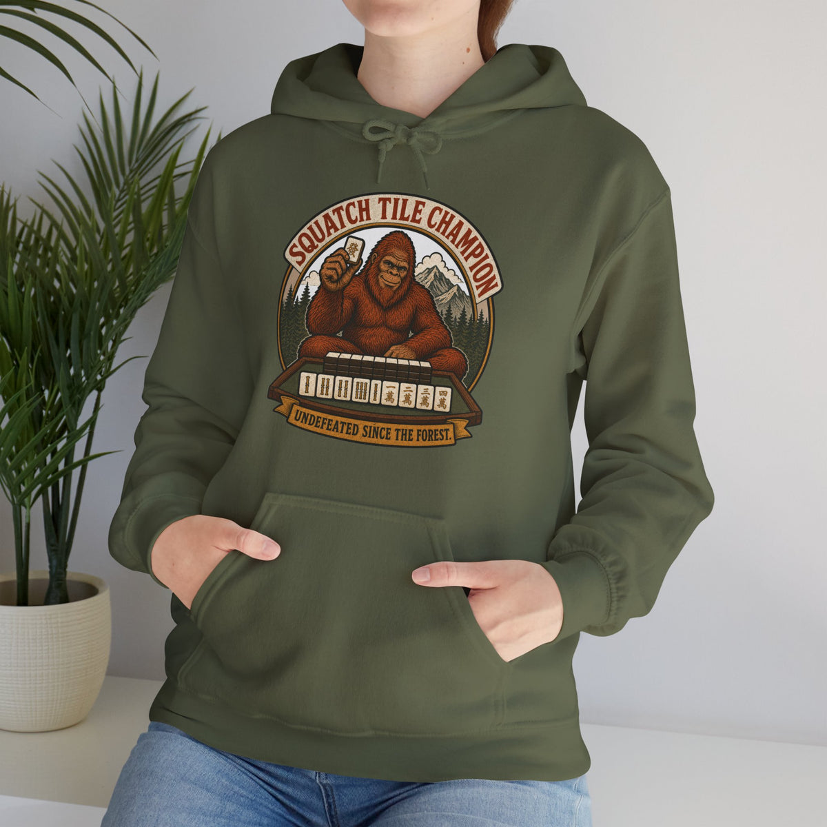 Squatch Tile Champion - Funny Bigfoot Mahjong Hoodie